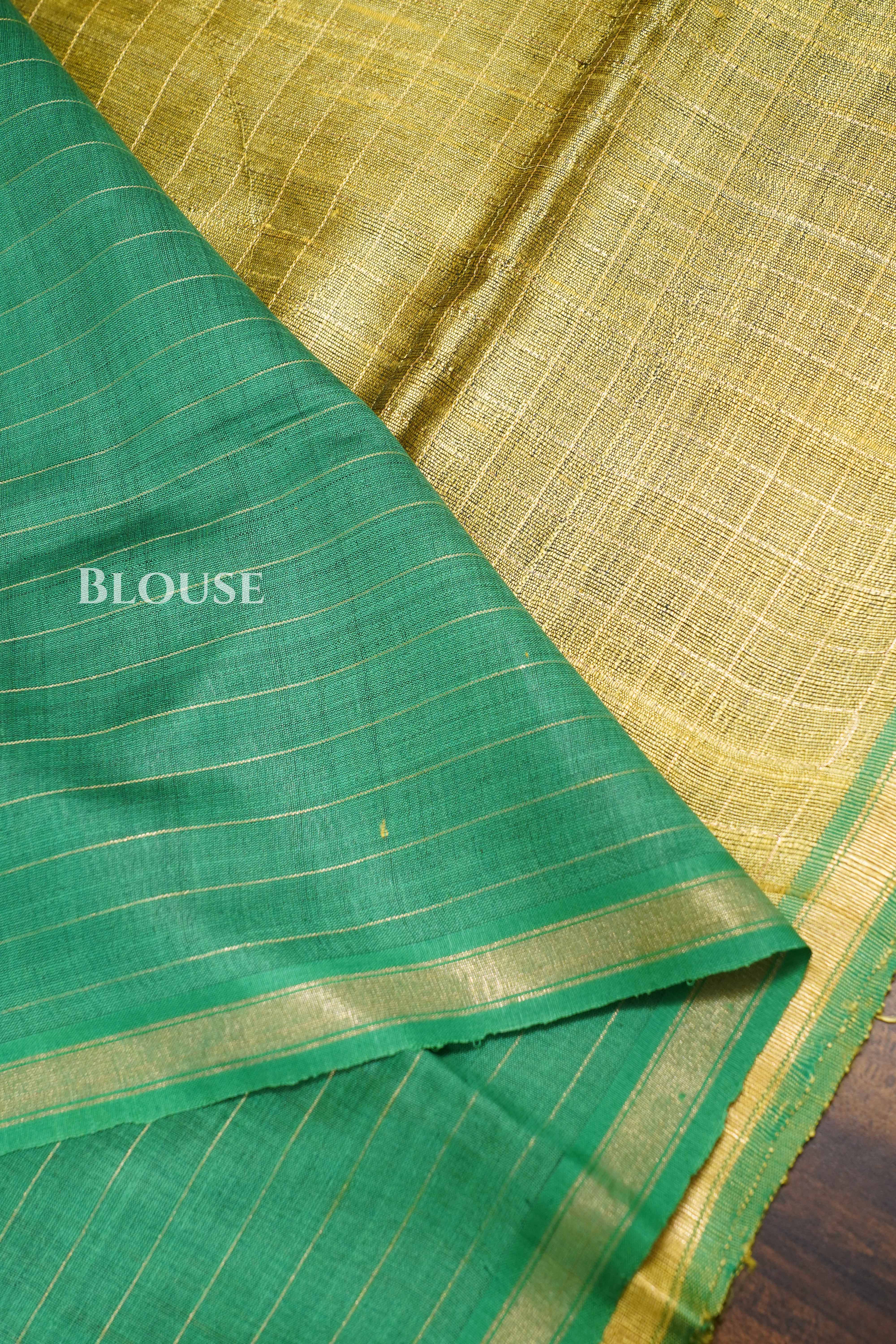 Green With Yellow Kanchivaram Raw Silk Saree