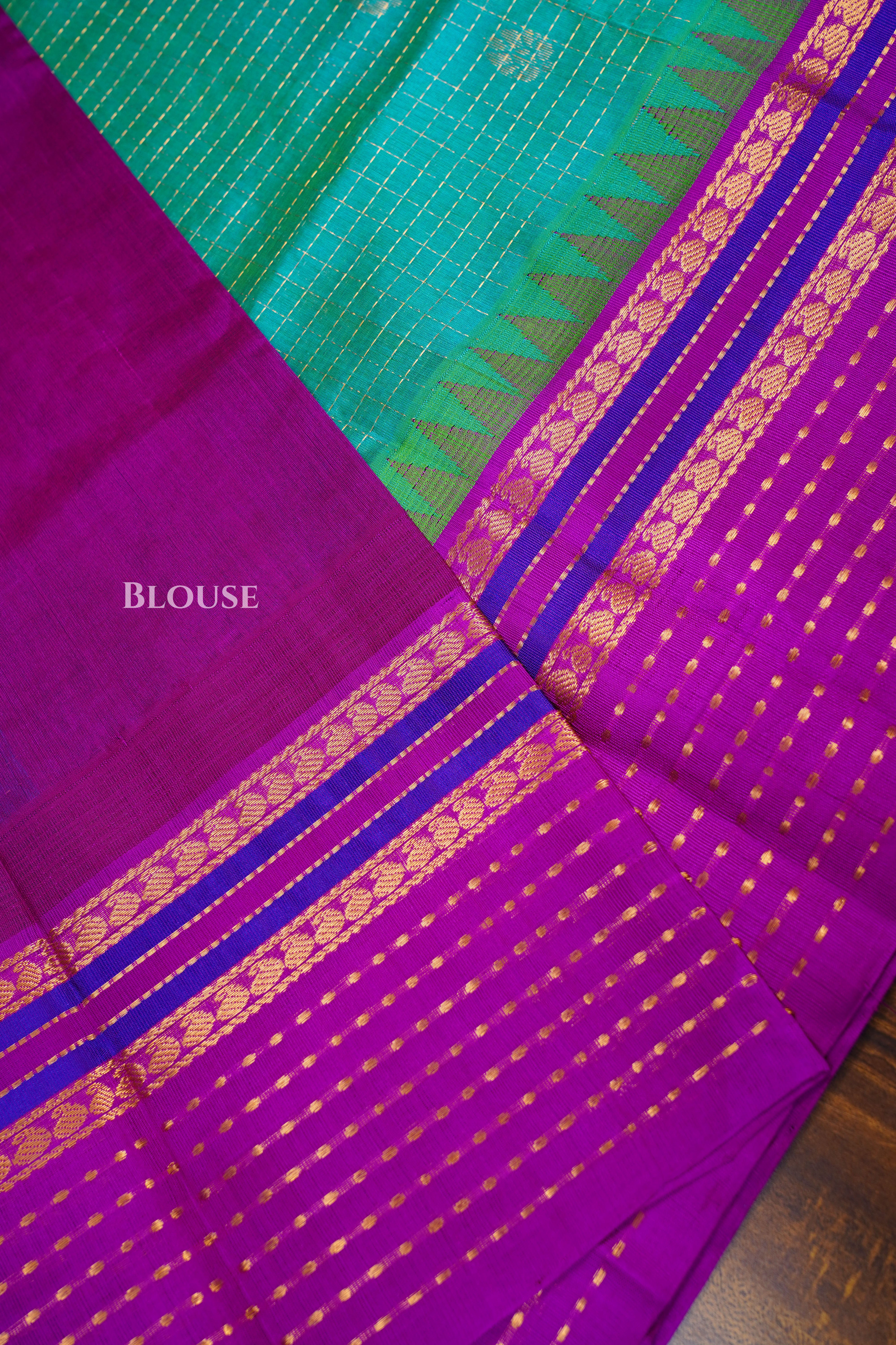Blue With Purple Pure Kanchi Silk Cotton Saree