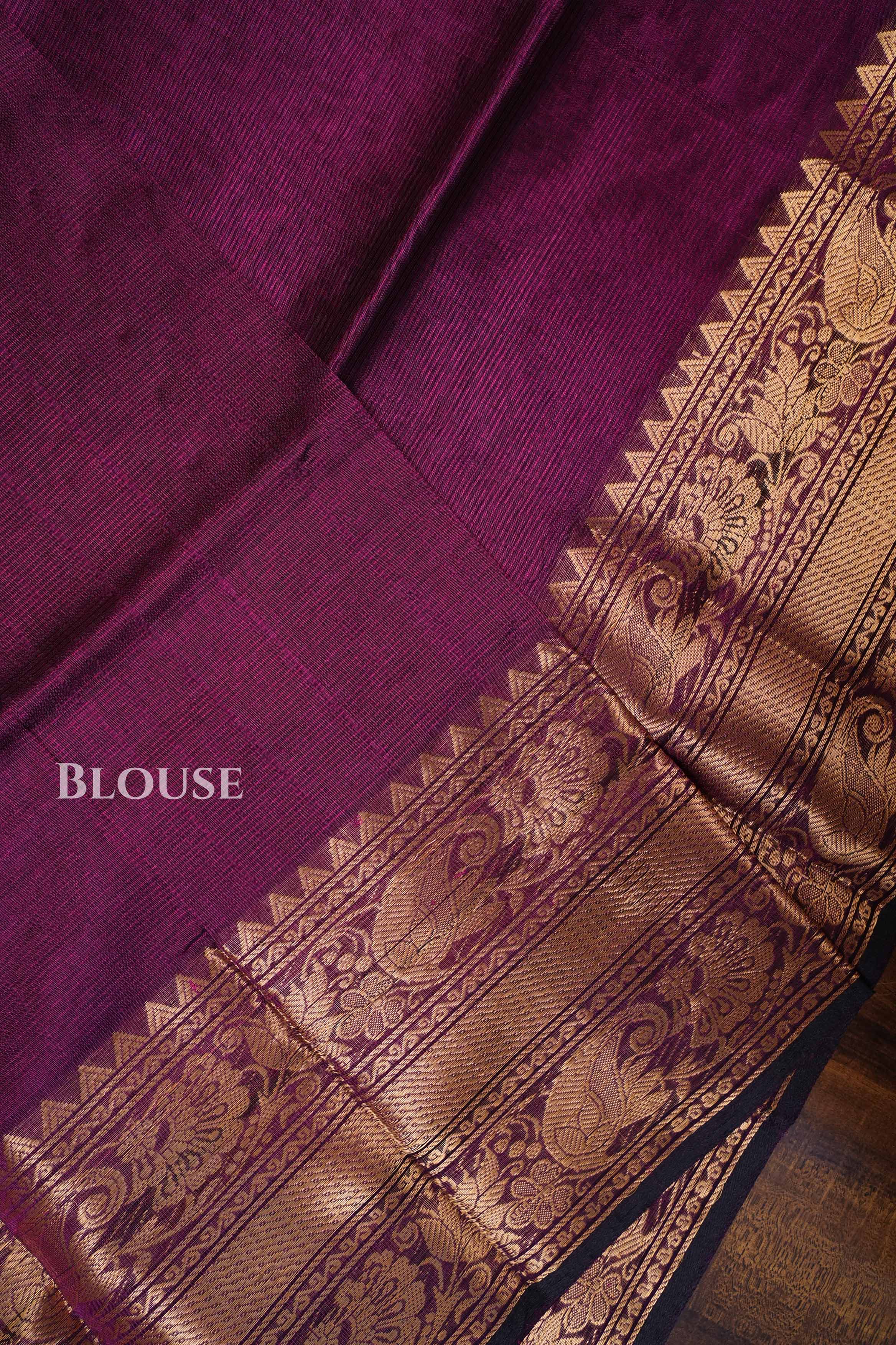 Purple Pure Silk Cotton Saree