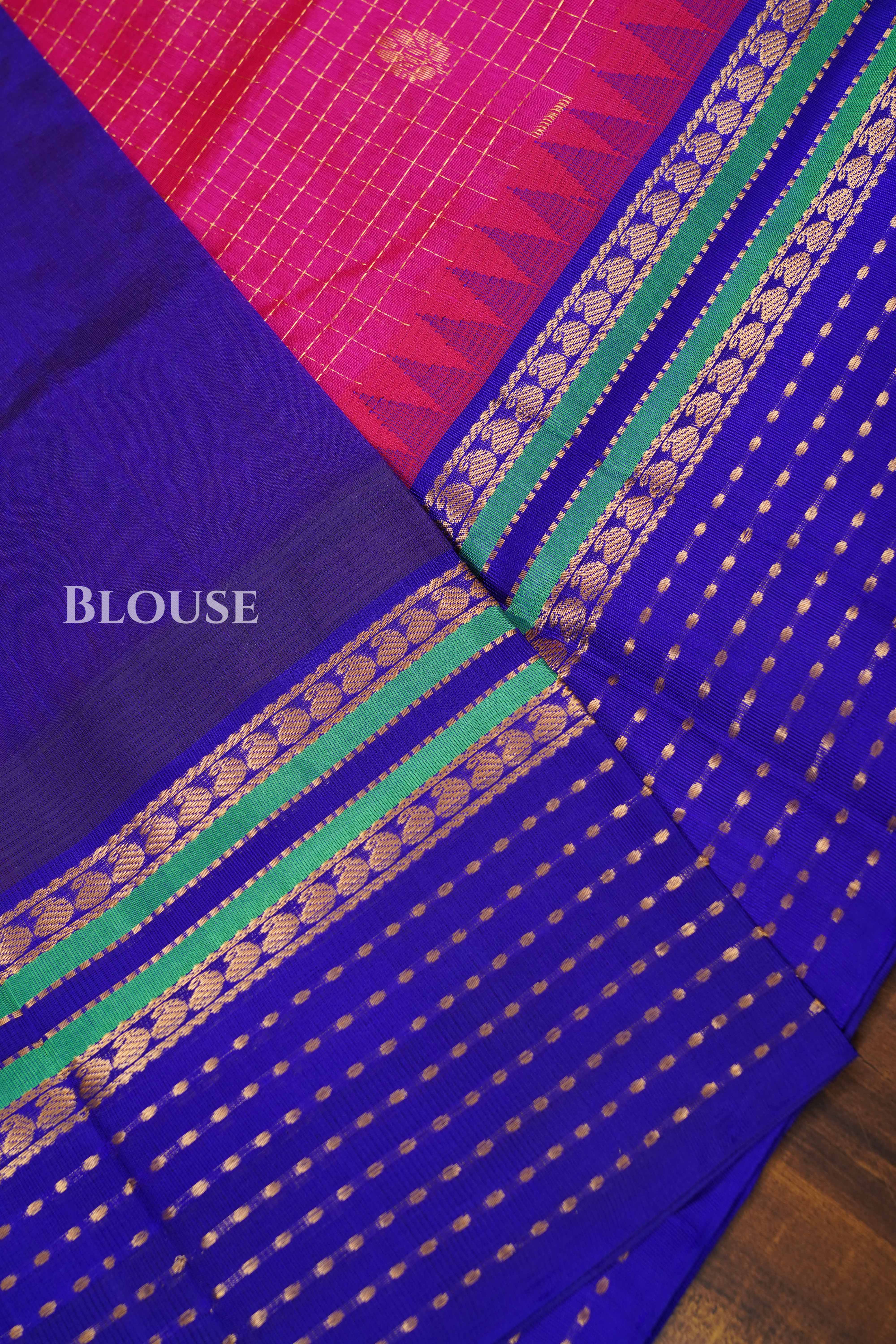 Dark Pink With Purple  Pure Silk Cotton Saree