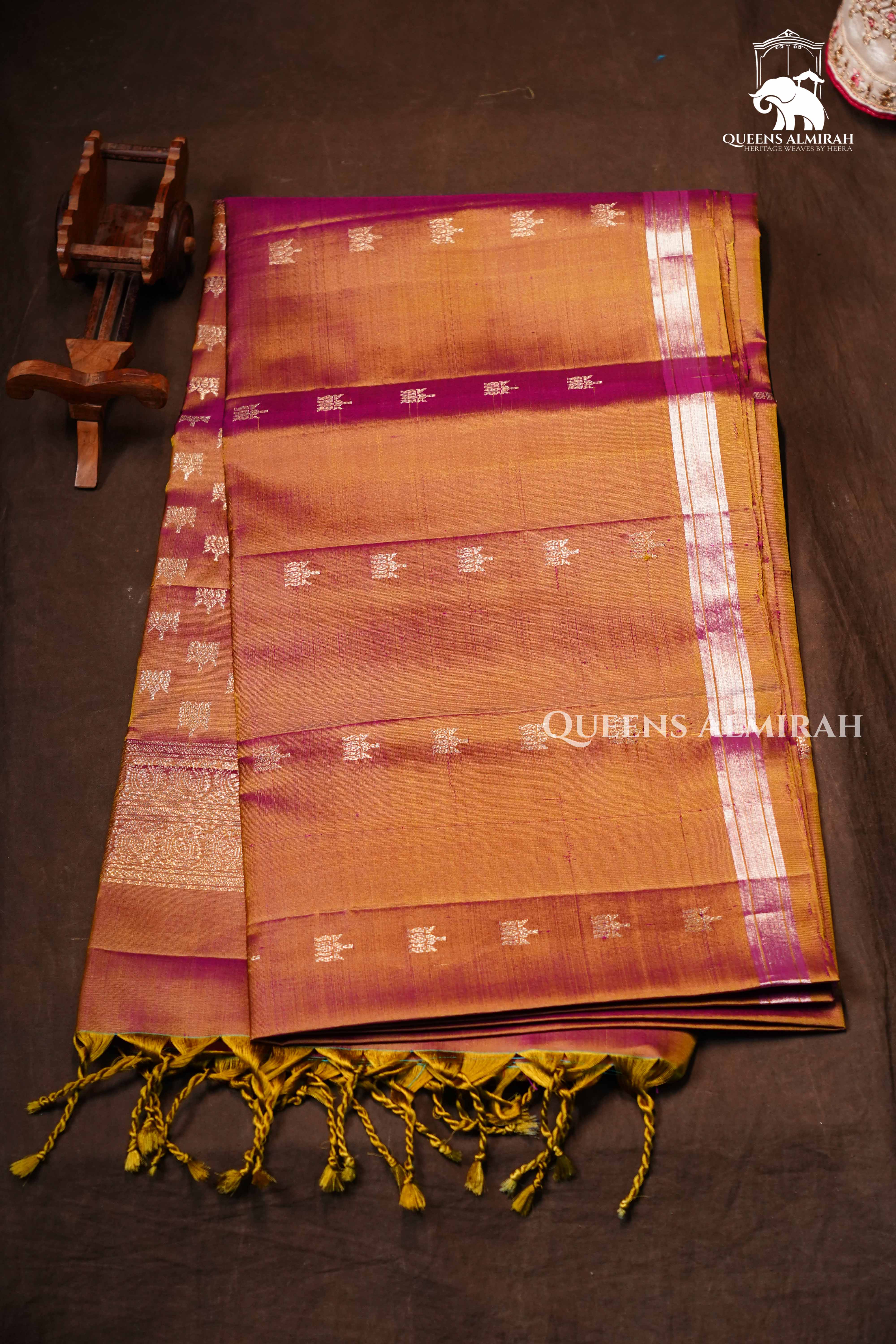 Peach Orange Pure Soft Silk Saree