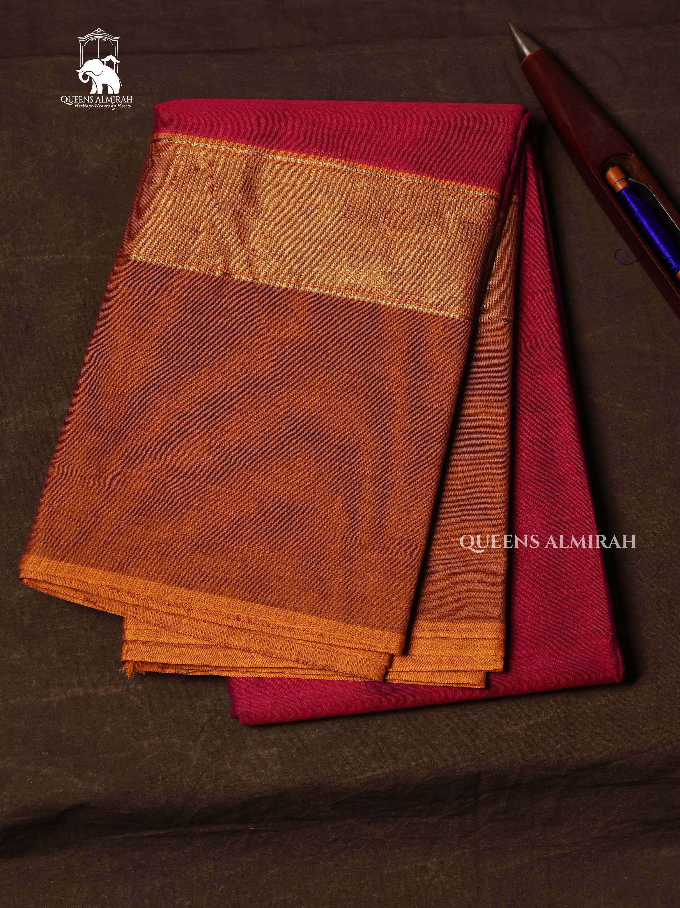 Pink With Brown Chettinad Cotton Saree