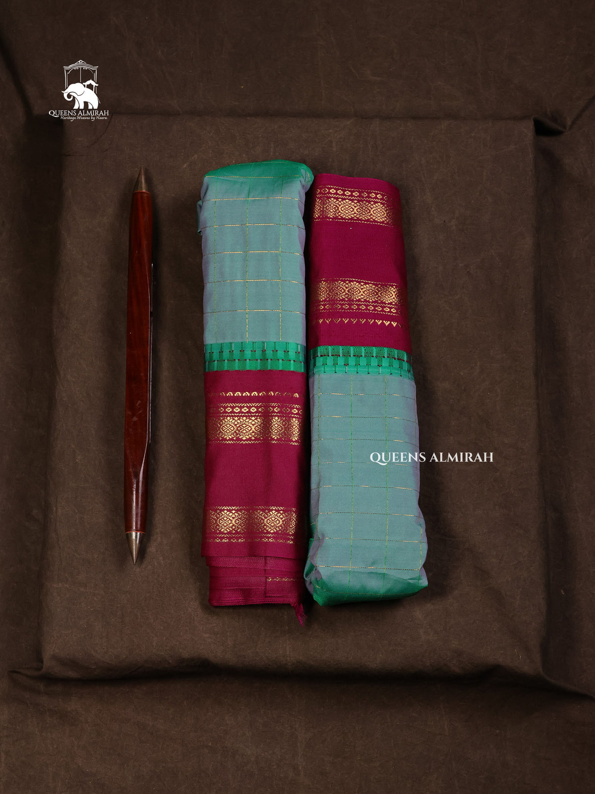 Green Kattam Semi Gadwal Silk Saree