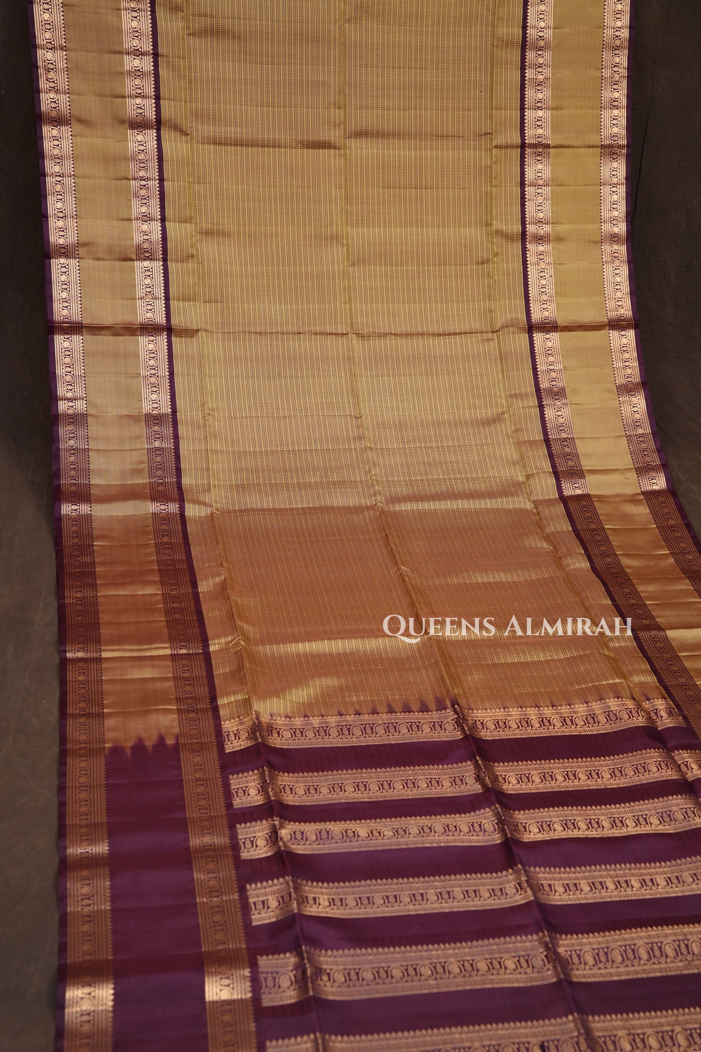 Mustard With Coffee Brown Rettapet Border Payadi Pure Soft Silk Saree