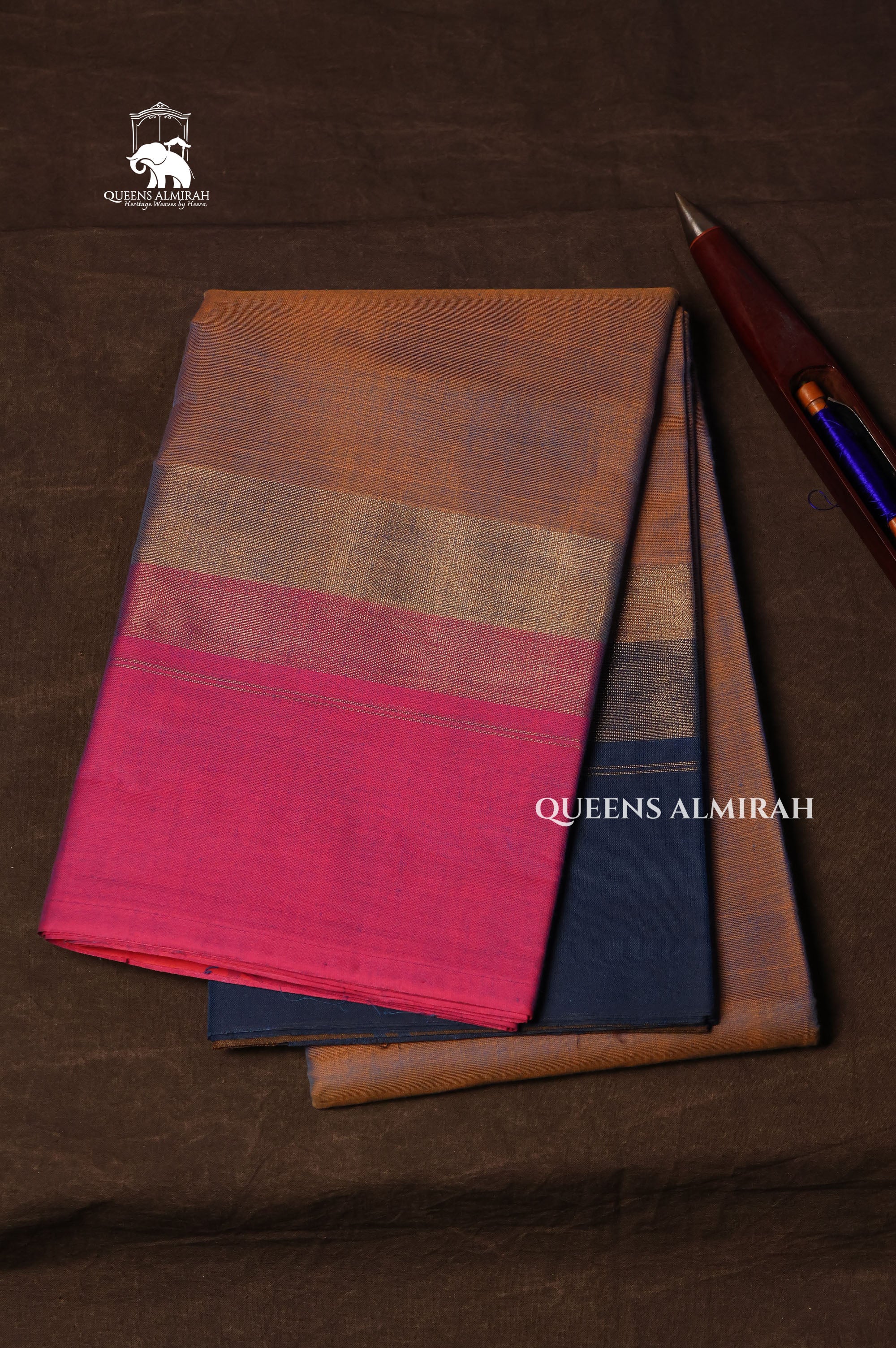 Grey With Ganga Jamuna Border Chettinad Cotton Saree