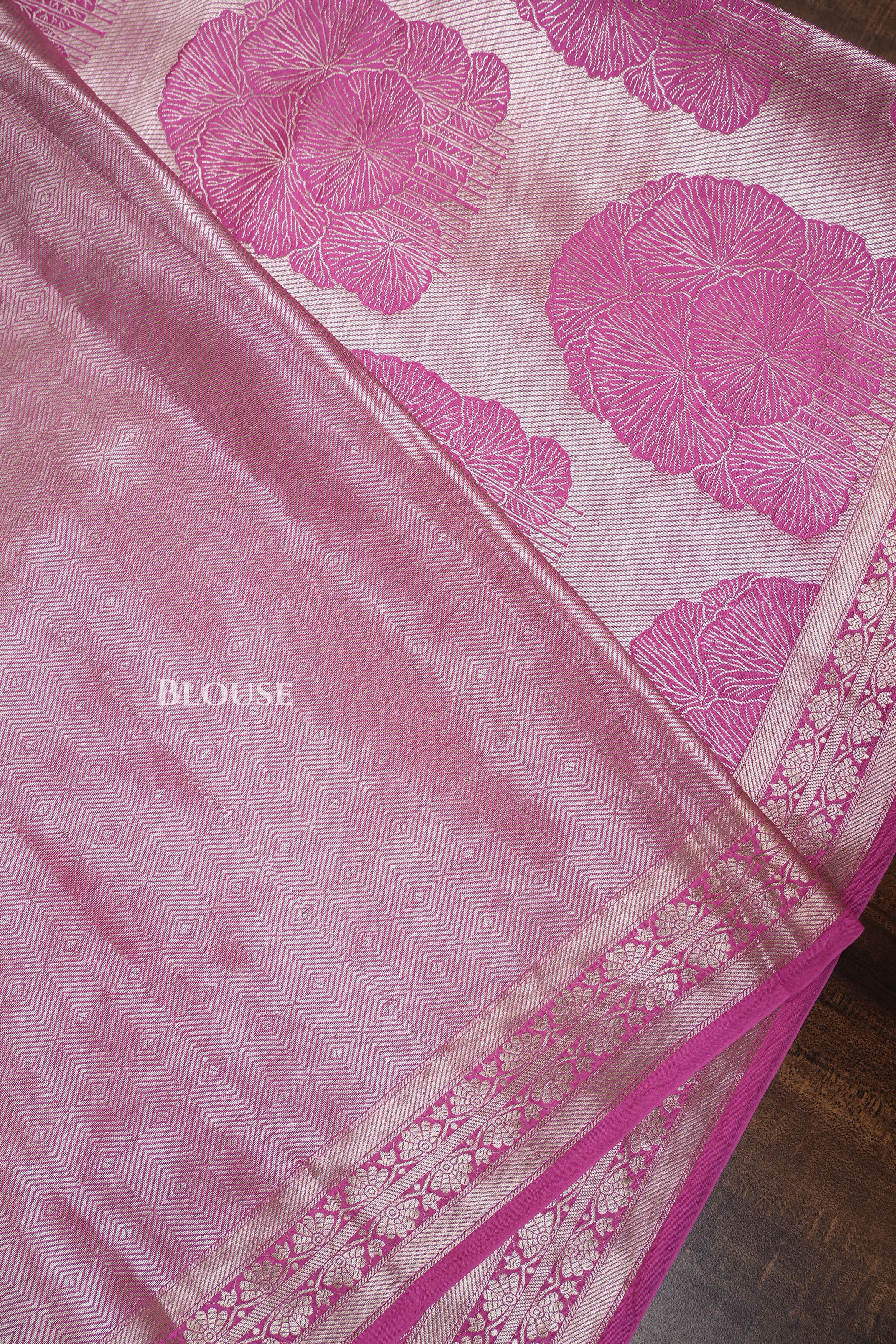Magenta Pink Banarasi Silk Saree