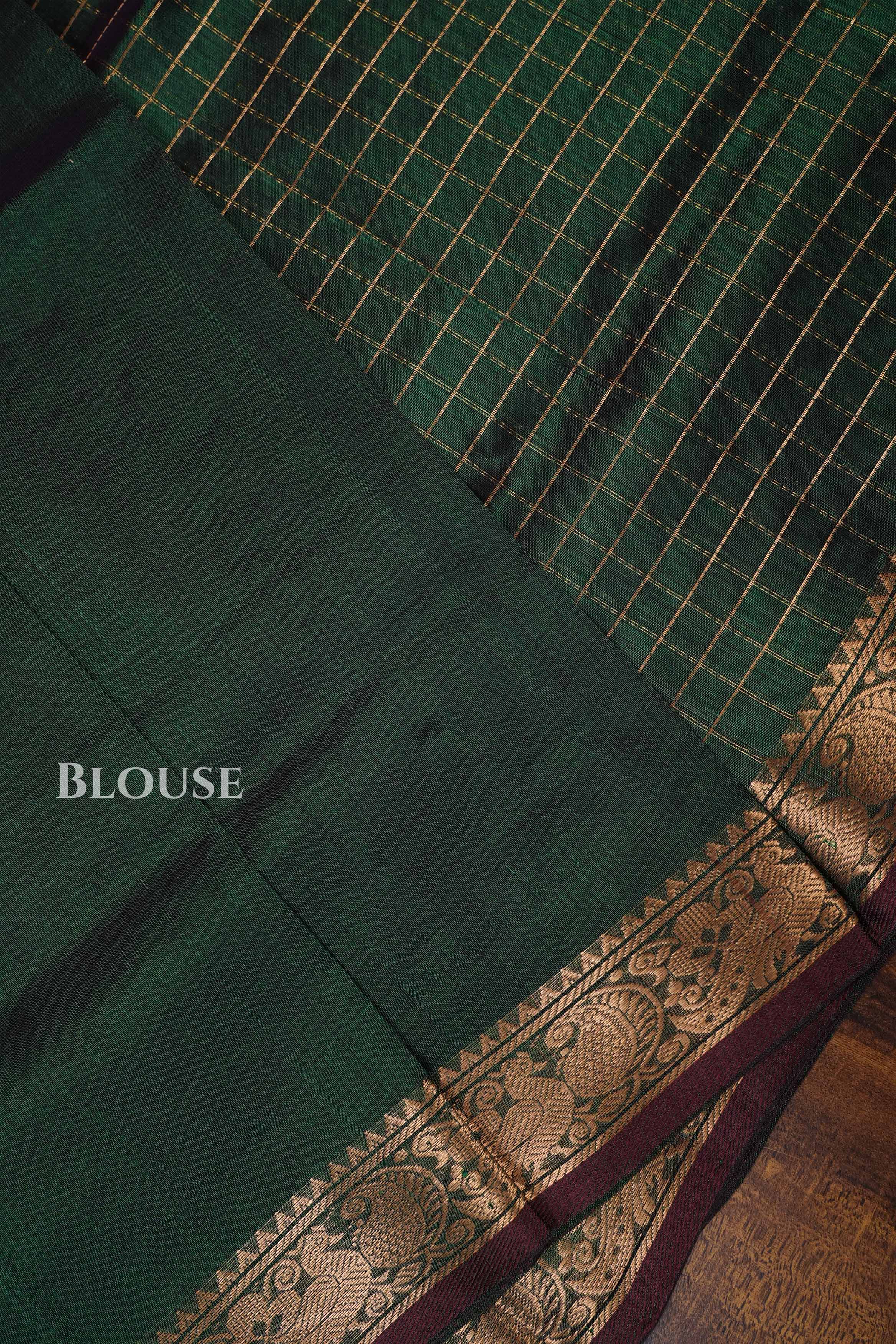 Dark Green Pure Silk Cotton Saree