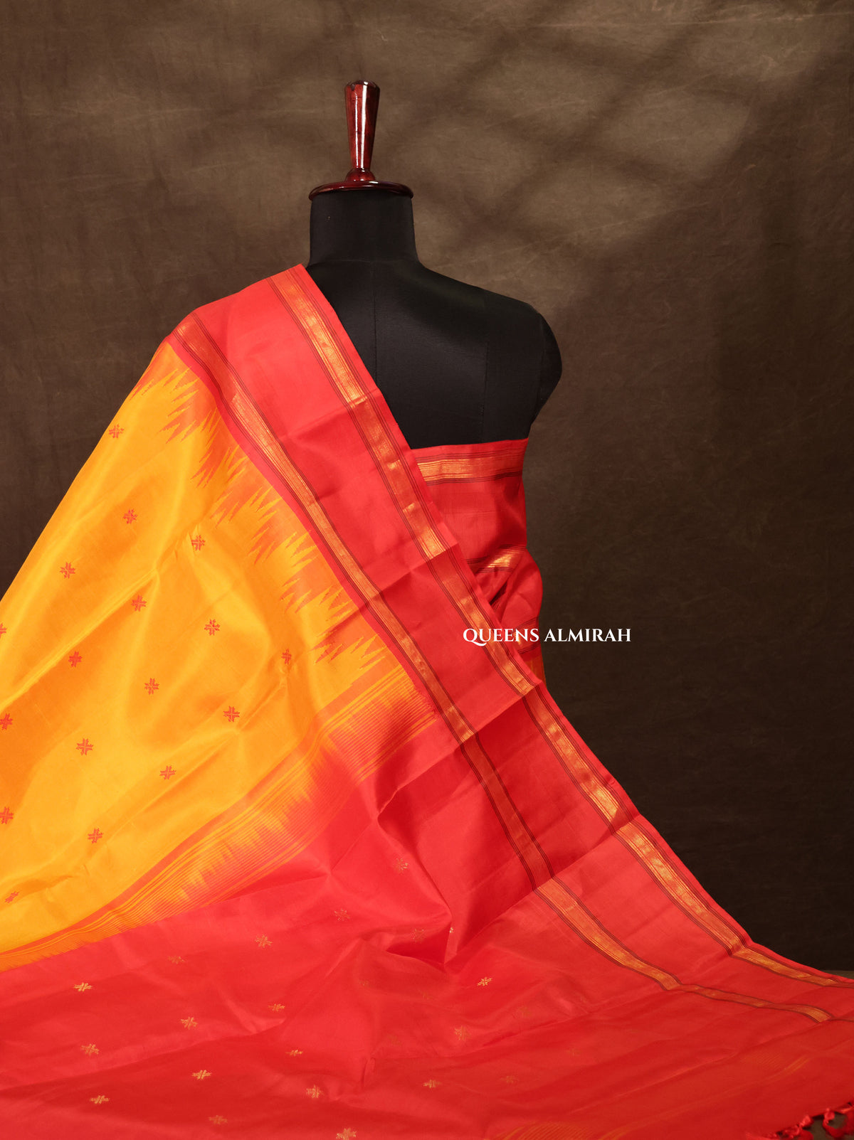 Yellow With Red Pure Kanchivaram Silk Saree