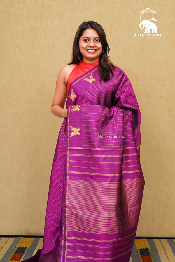 PURPLE GRAPE KANCHIVARAM SILK SAREE - Queens Jewel Emporium
