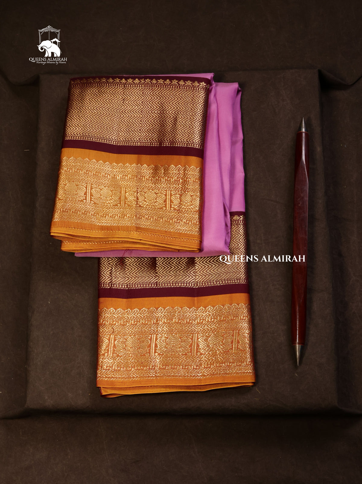 Lilac Pink With Yellow Pure Kanchivaram Silk Saree