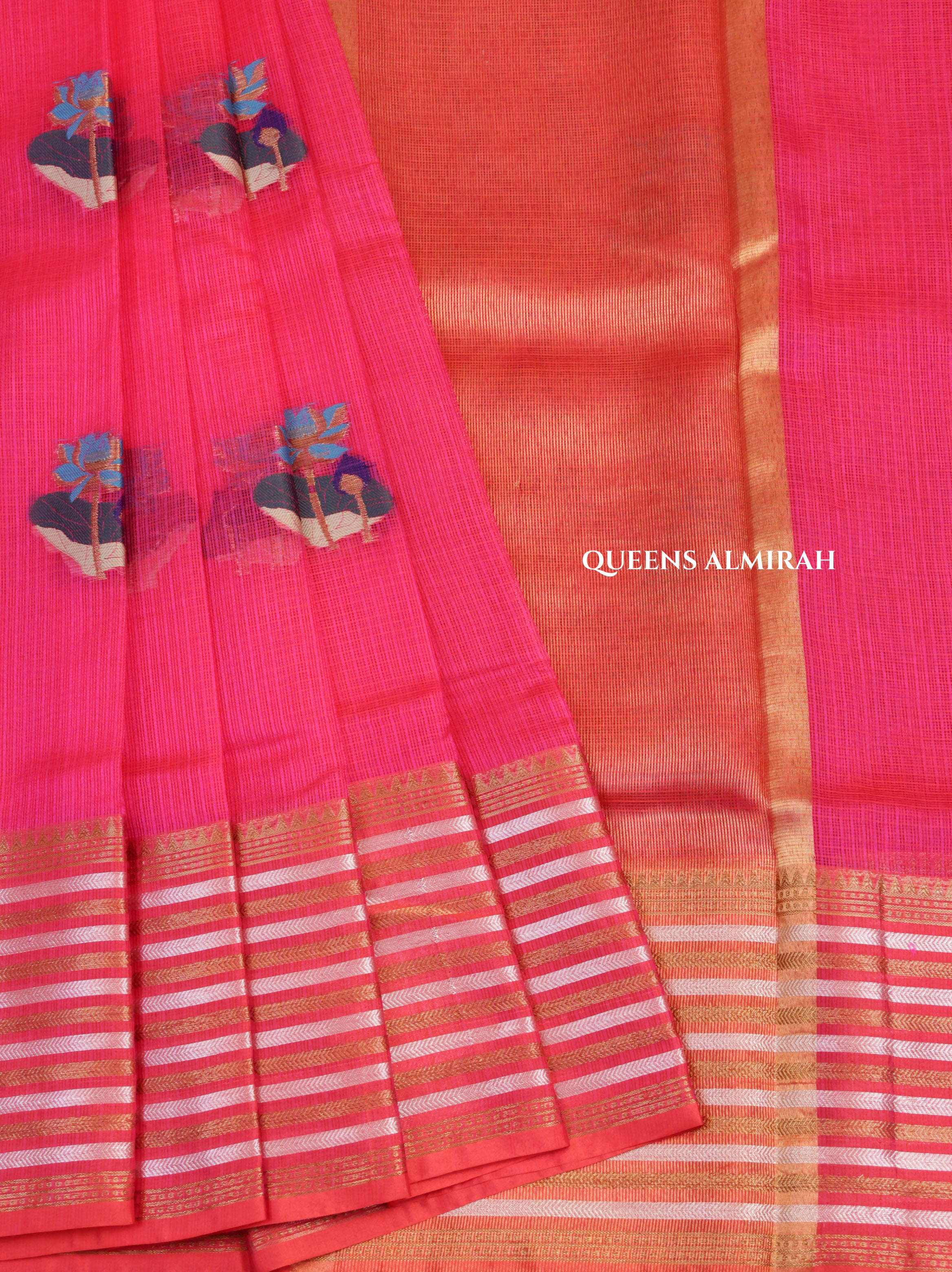 Pink With Varisapet Border Pure Kota Silk Saree