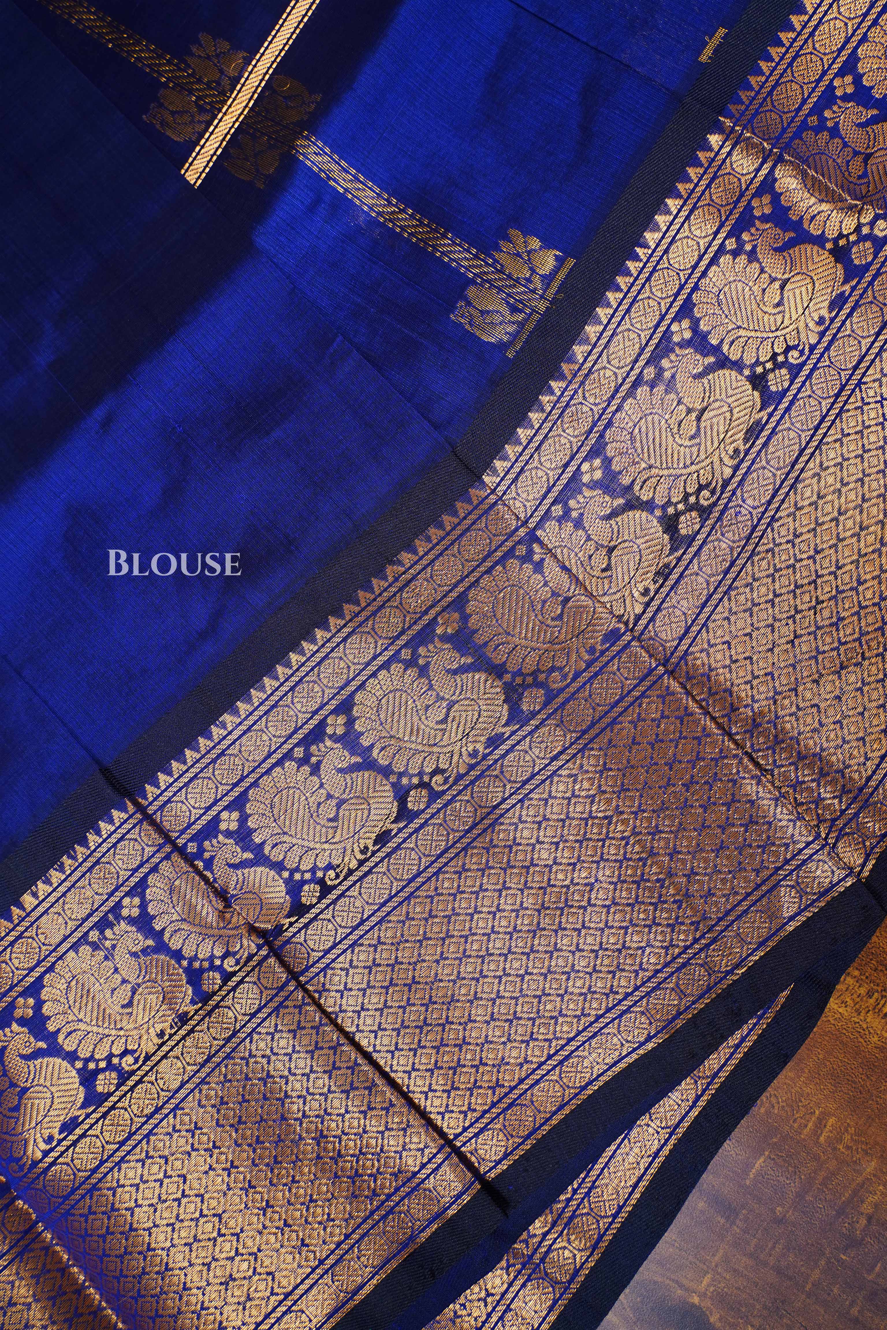 Dark Blue Pure Silk Cotton Saree