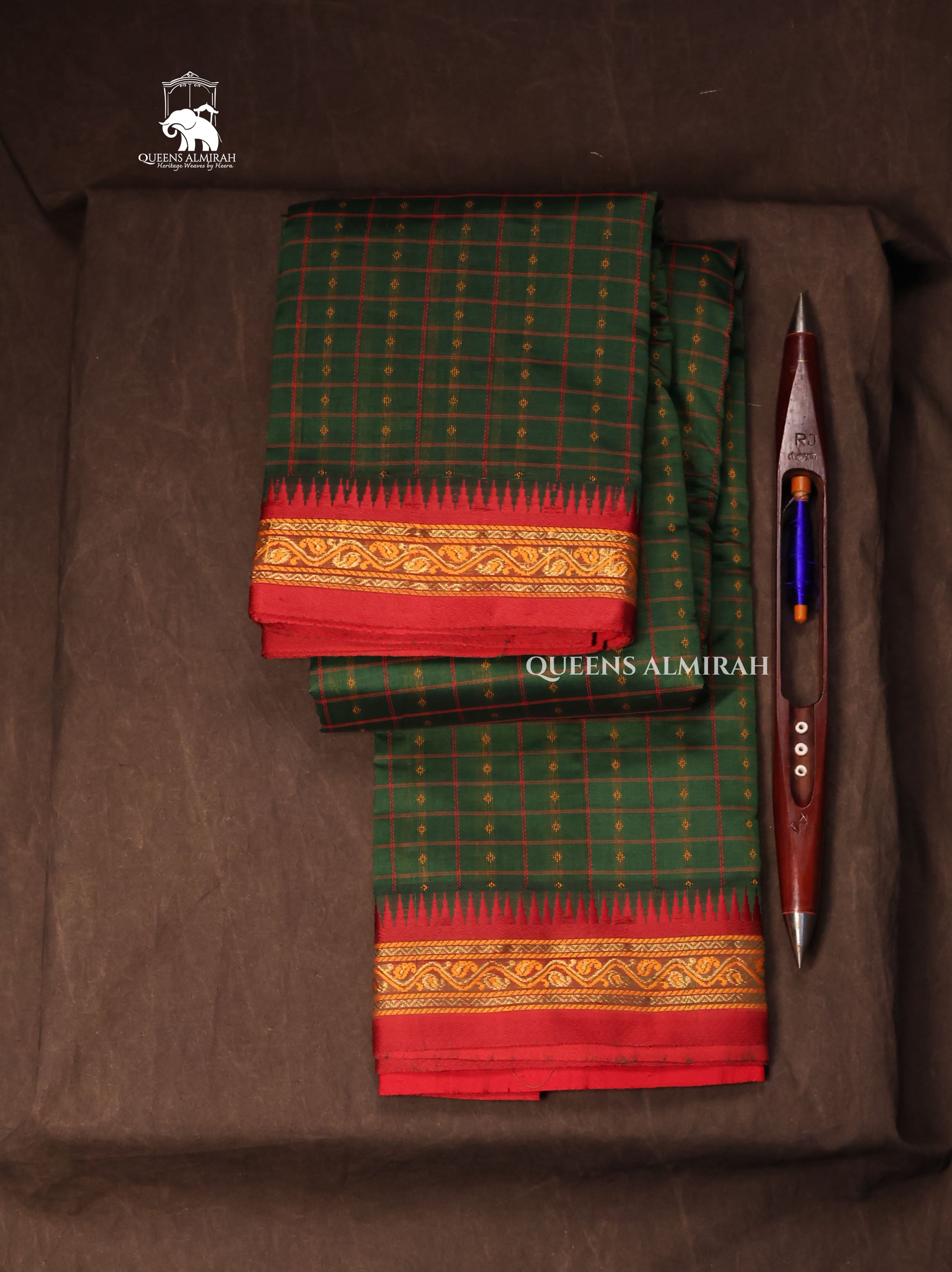 Green Kattam With Red Budget Silk Cotton Saree