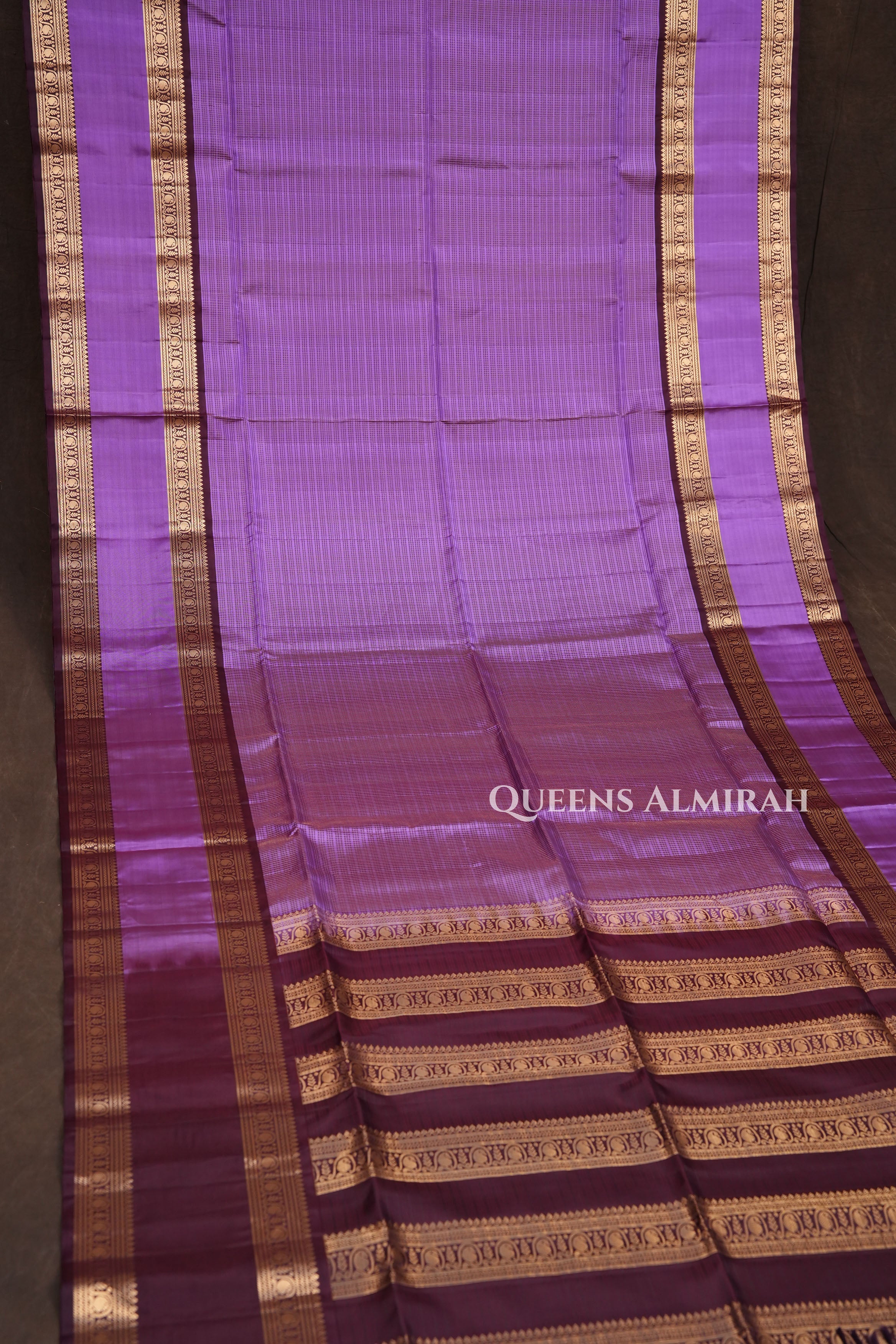 Lavender With Maroon Rettapet Border Payadi Pure Soft Silk Saree