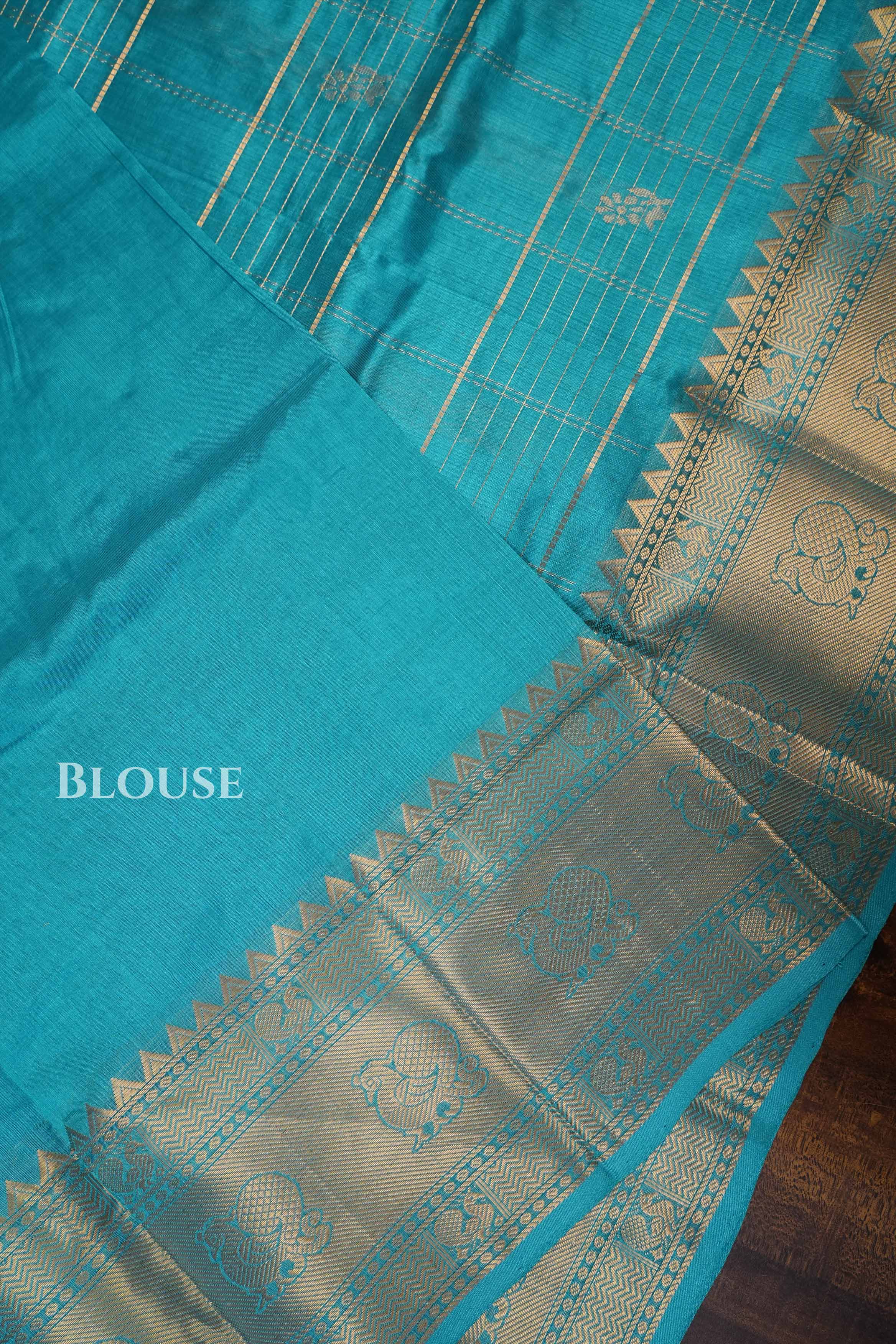 Ice Blue Pure Kanchi Silk Cotton Saree