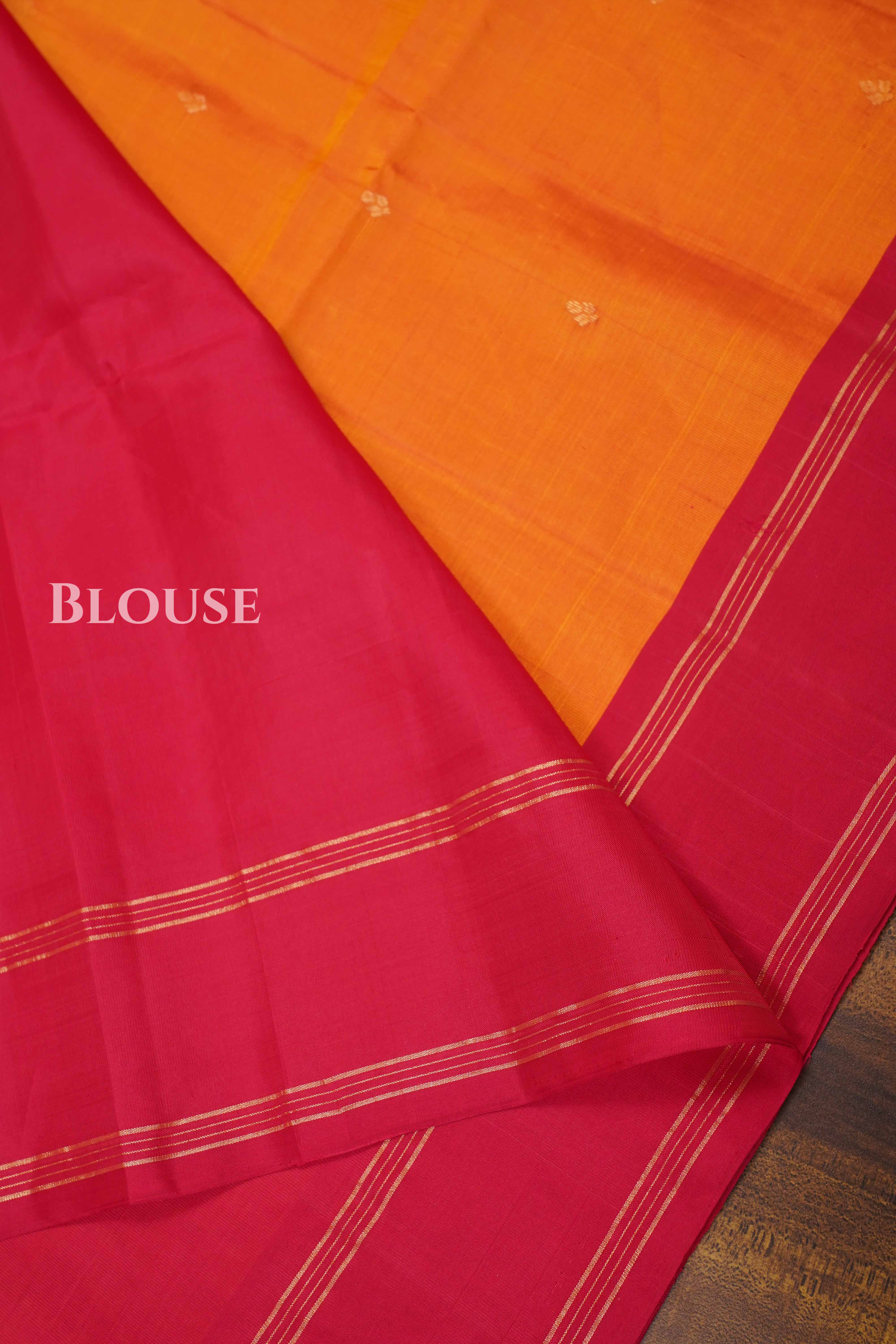 Orange With Red Pure Soft Silk Saree
