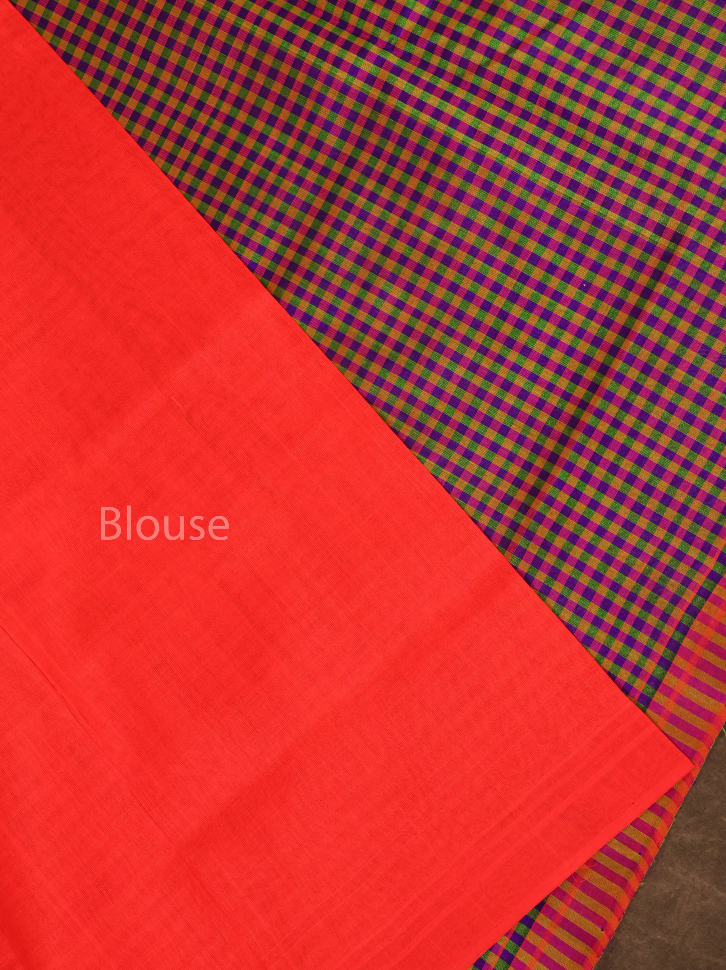 Multi Kattam With Red Border Pure Silk Cotton Saree