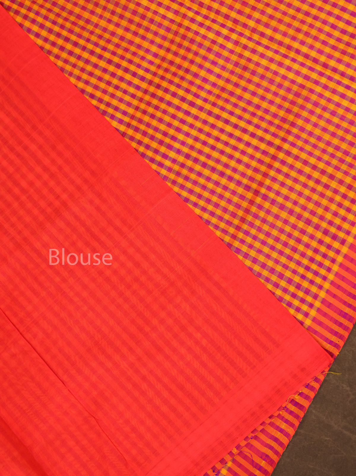 Yellow With Pink Kattam Pure Silk Cotton Saree