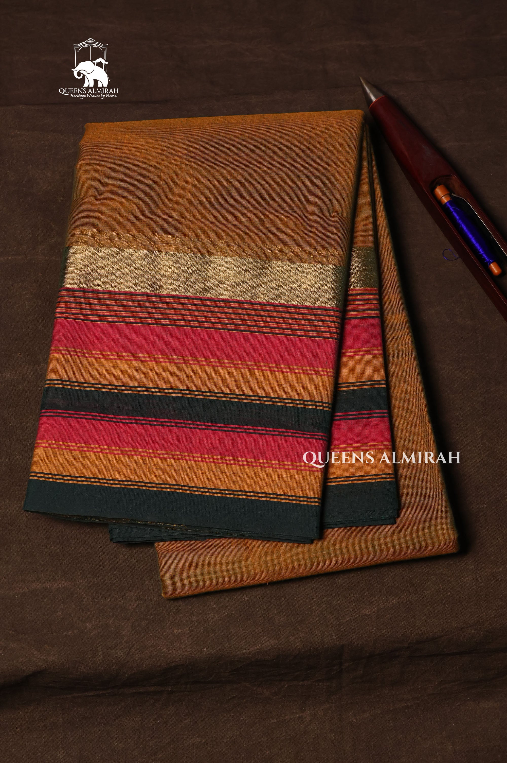Mustard Yellow Chettinad Cotton Saree
