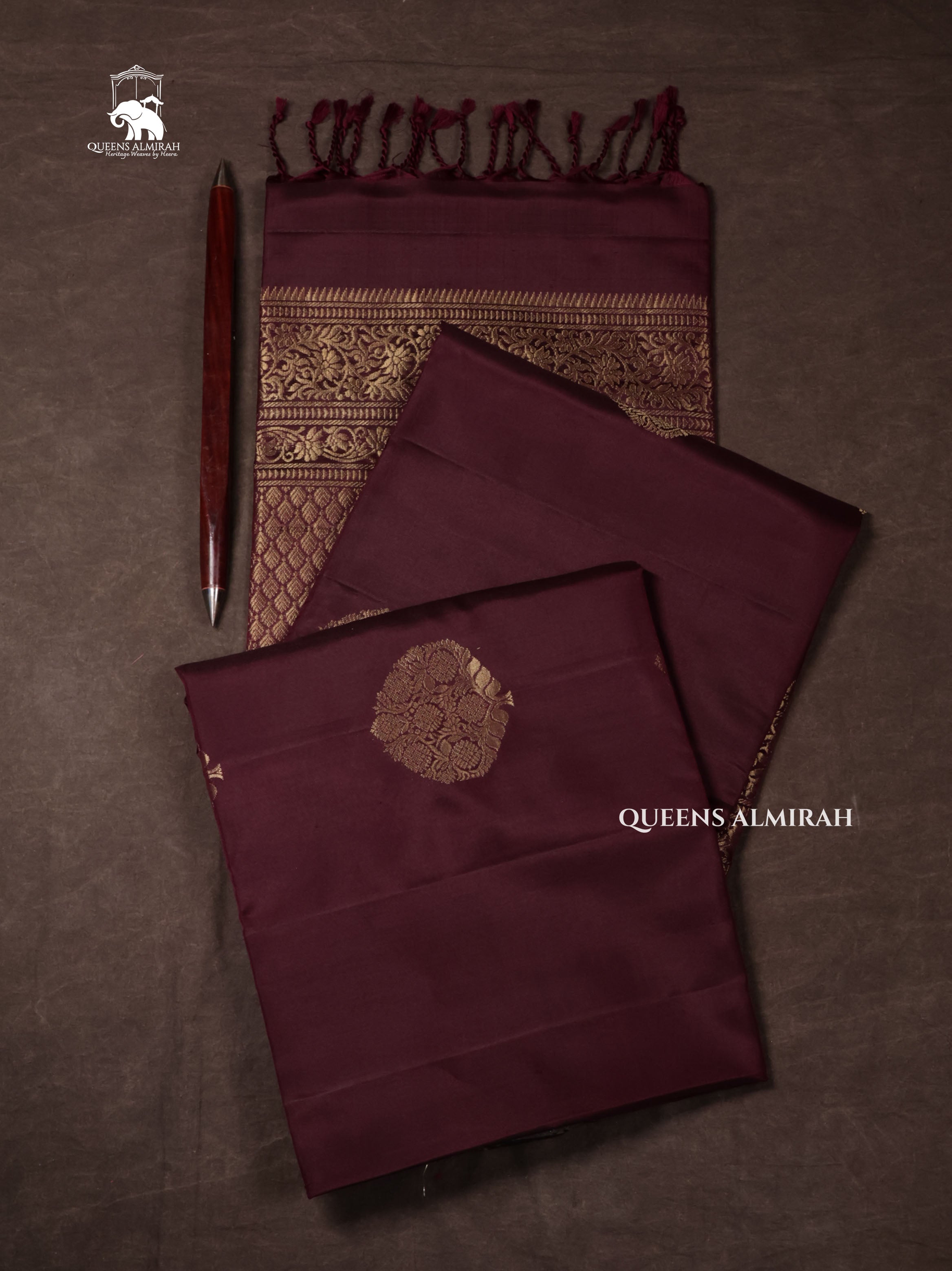 Araku Maroon Pure Soft Silk Saree
