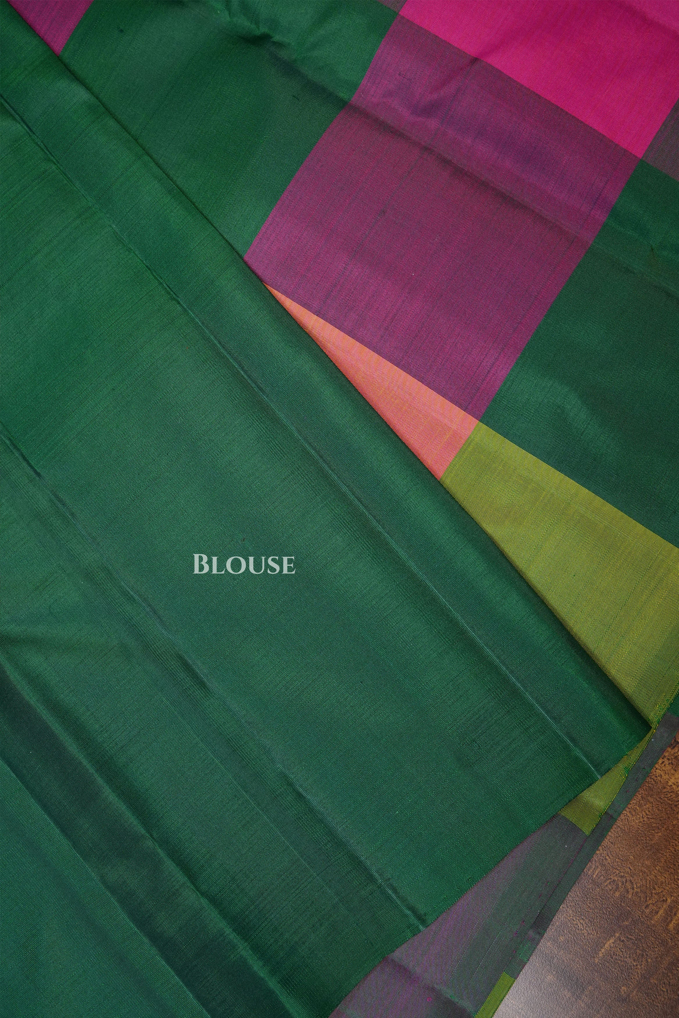 Pazhum Pazhamum Checkerboard Pure Kanchivaram Silk Saree