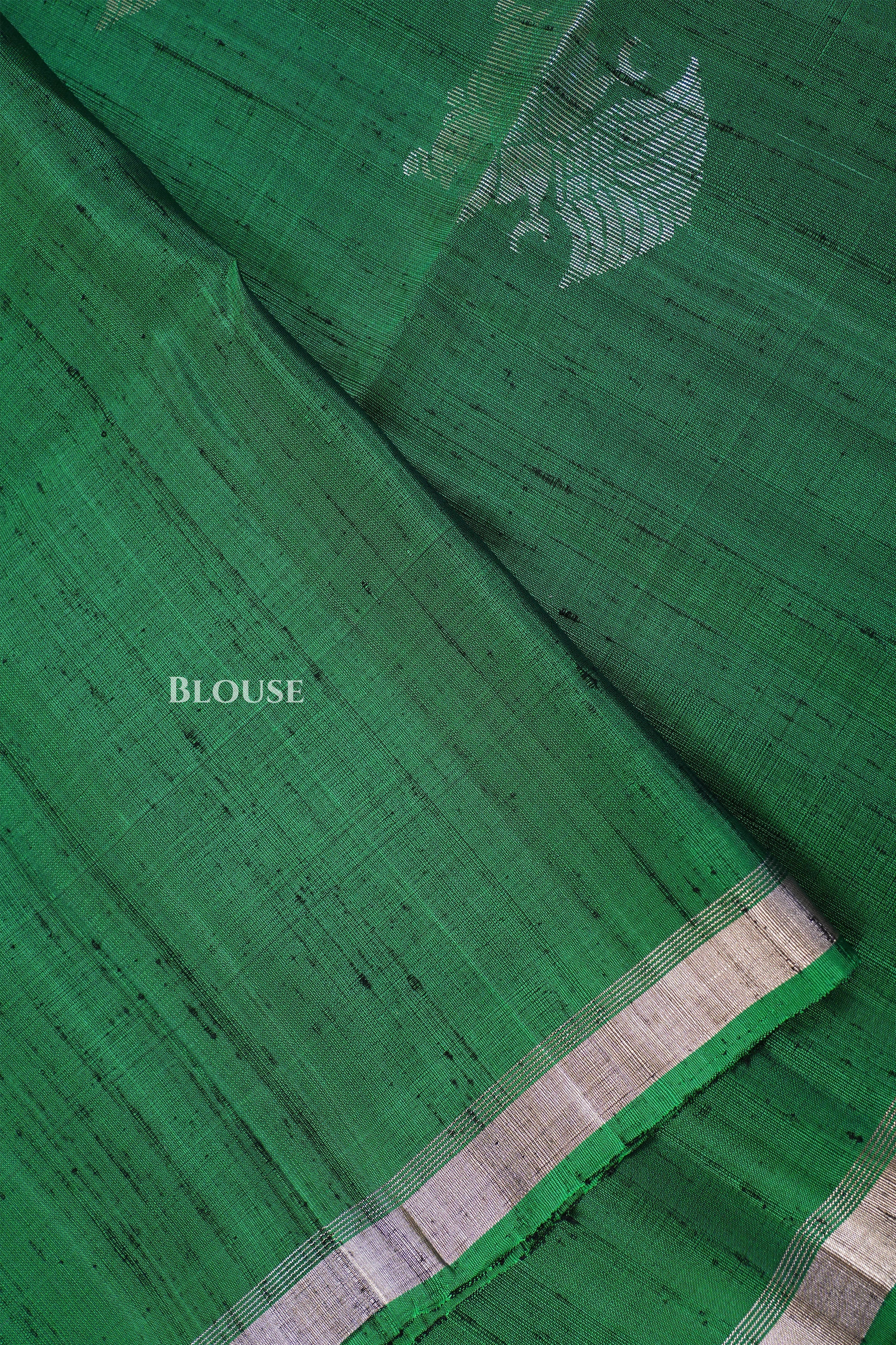 Dark Meenakshi Green Pure Kanchivaram Raw Silk Saree
