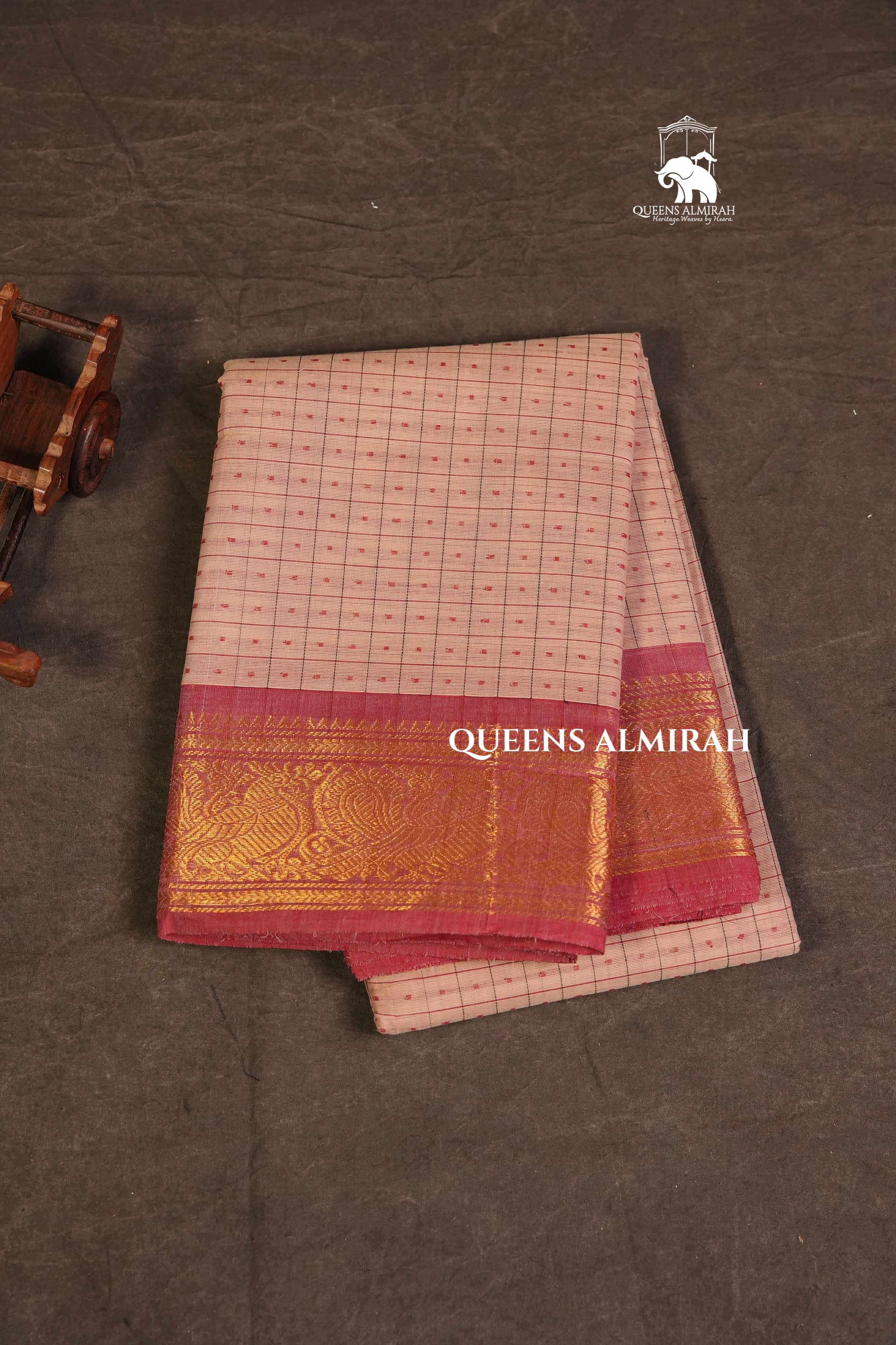 Light Pink With Red Kanchi Cotton Saree