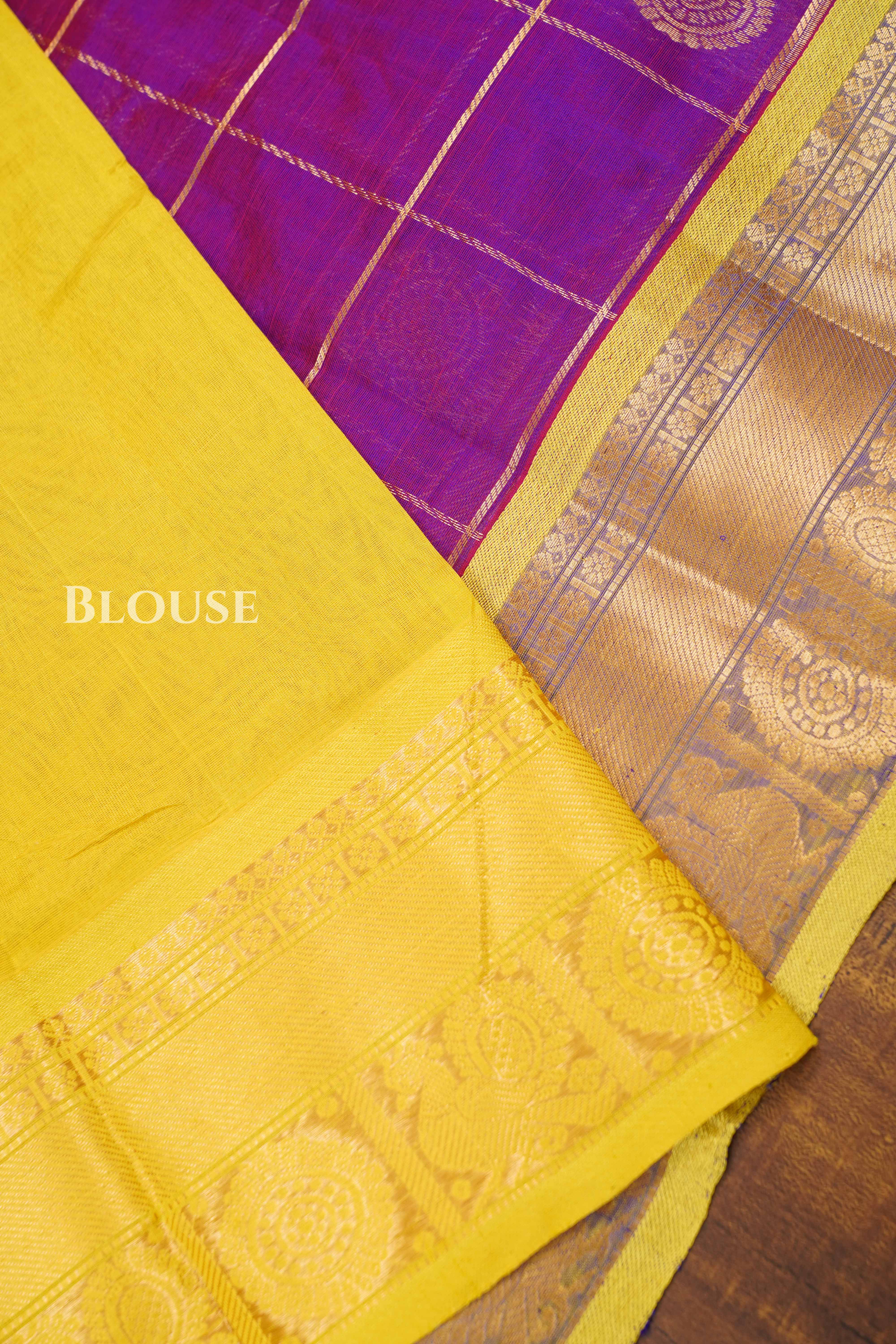 Vadamalli Purple With Yellow Pure Silk Cotton Saree