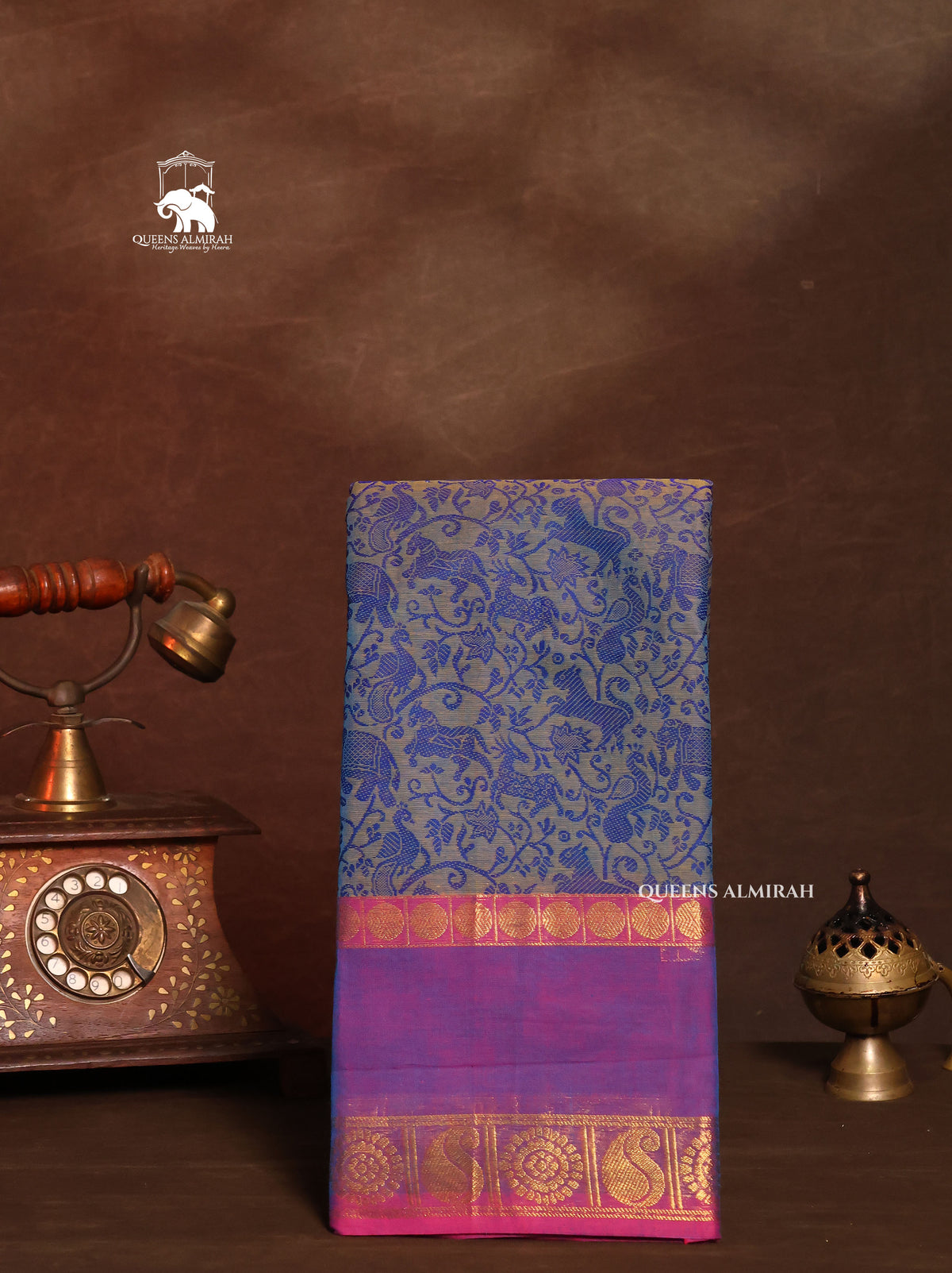 Blue With Purple Vanasingaram Kanchi Cotton Saree