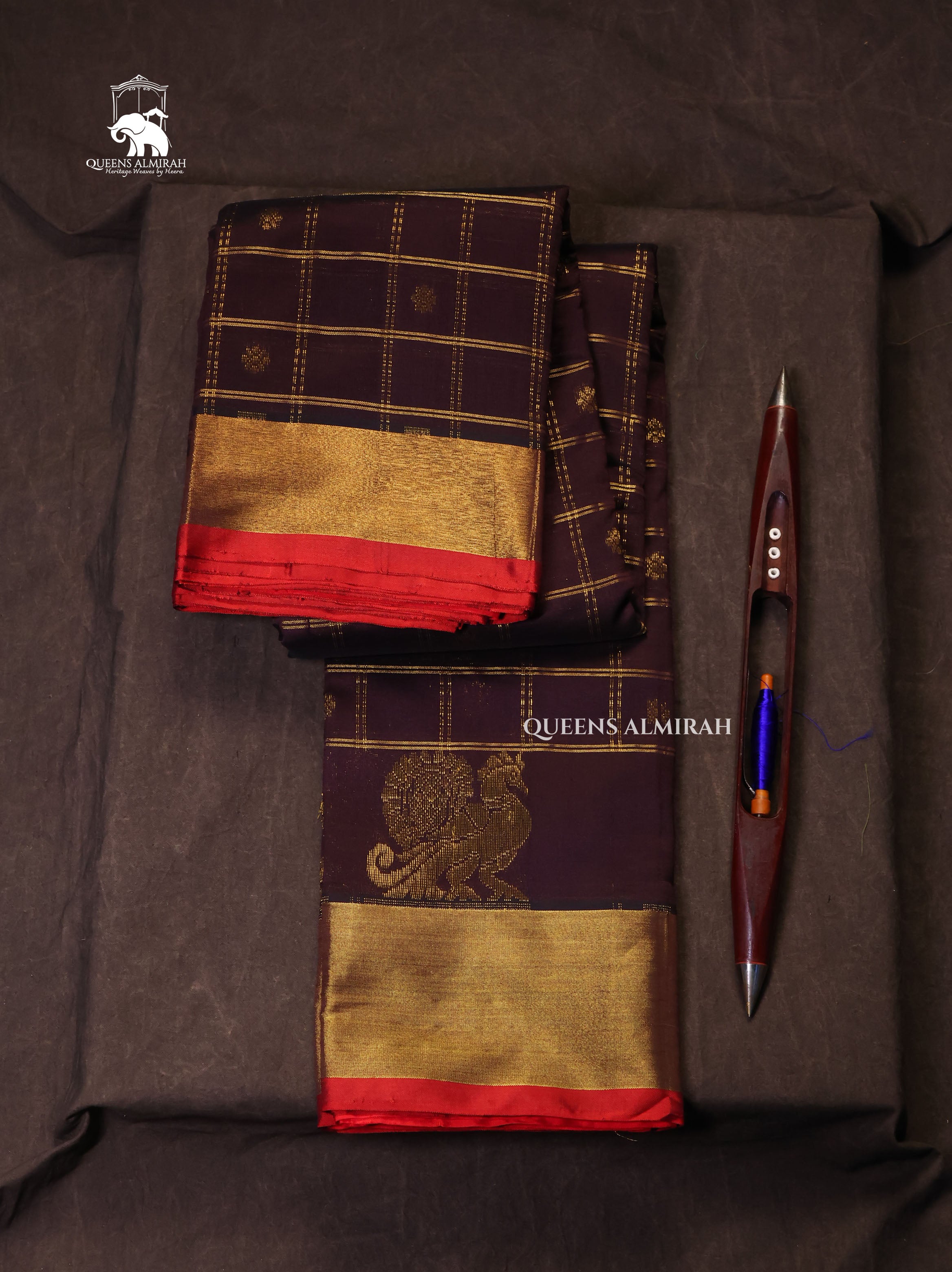 Cocoa Bean With Red Budget Silk Cotton Saree