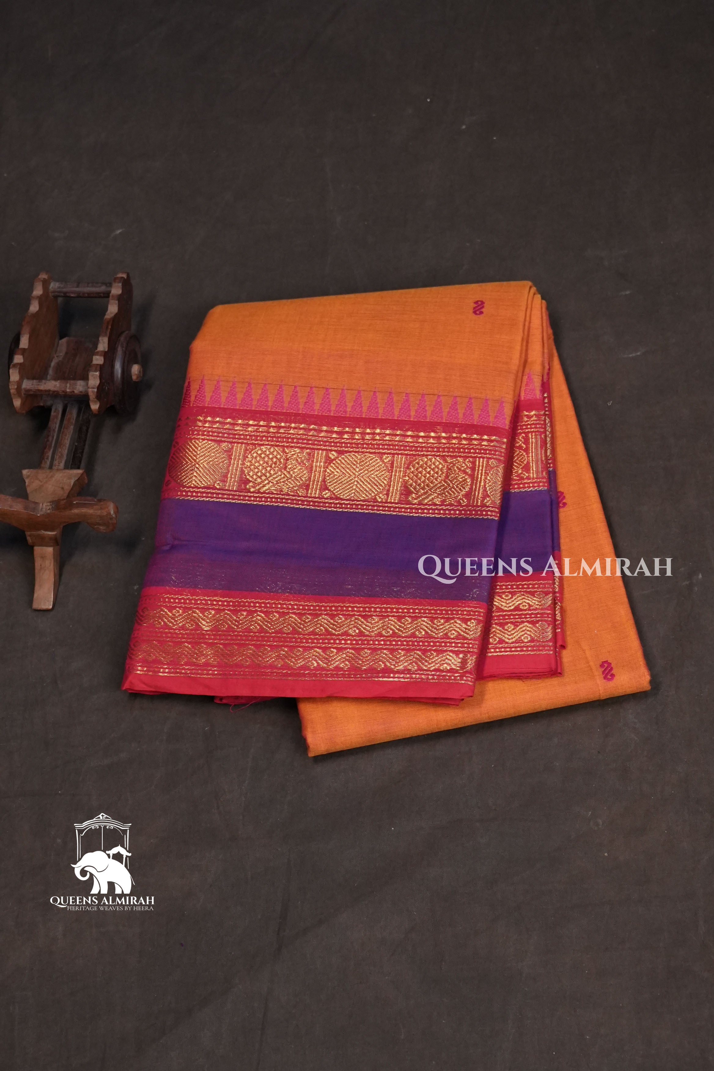 Orange With Ganga Jamuna Border Kanchi Cotton Saree