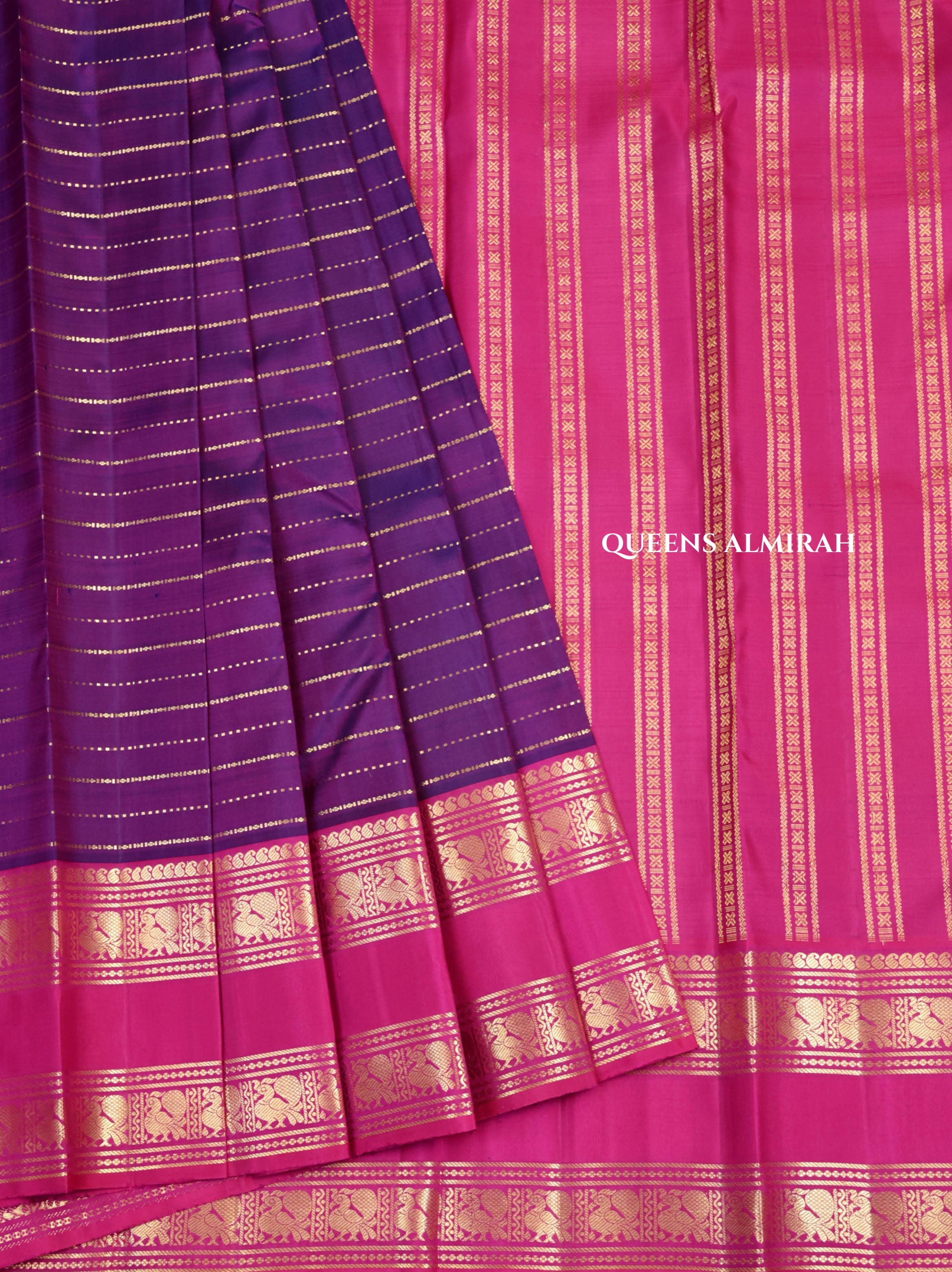 Purple With Pink Pure Kanchivaram Silk Saree