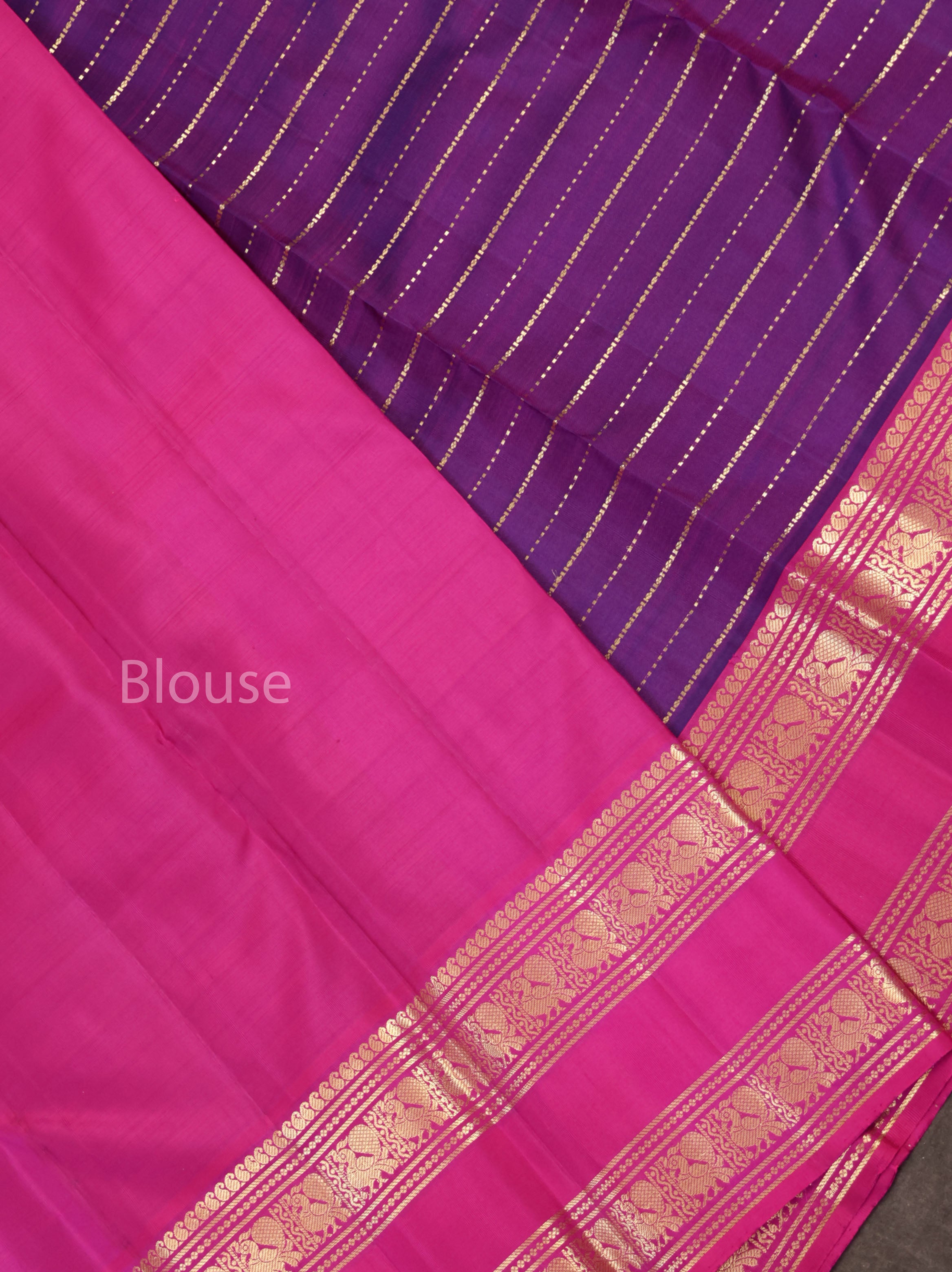 Purple With Pink Pure Kanchivaram Silk Saree