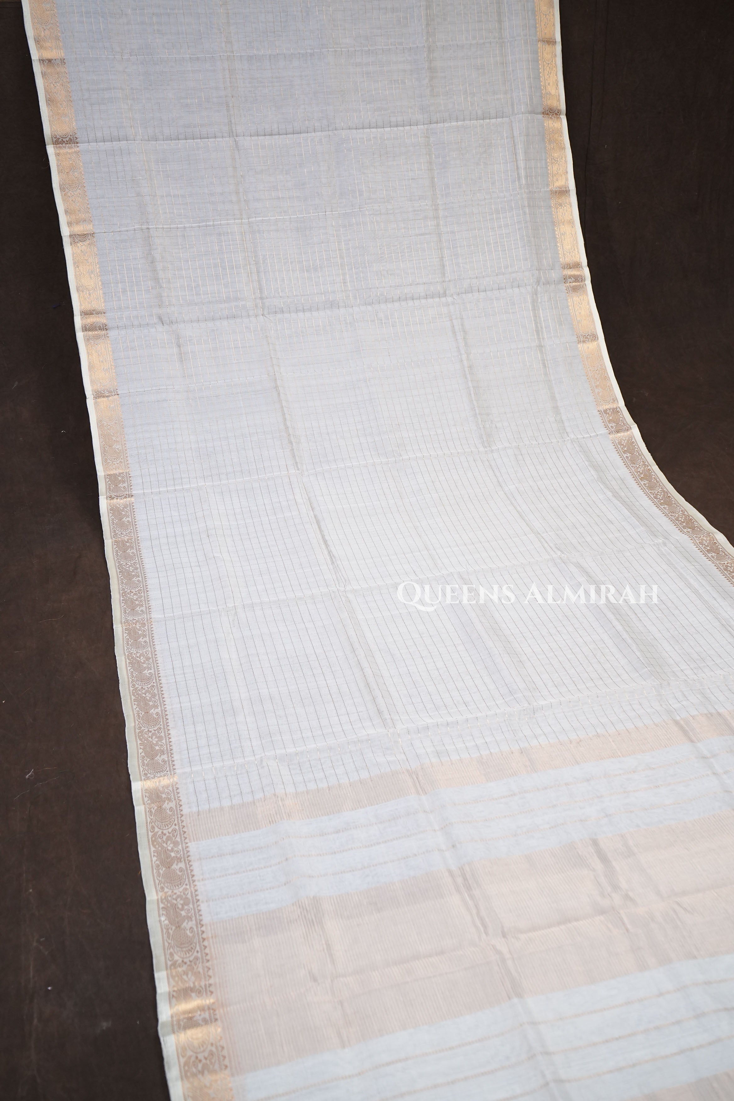 White Kattam Pure Silk Cotton Saree