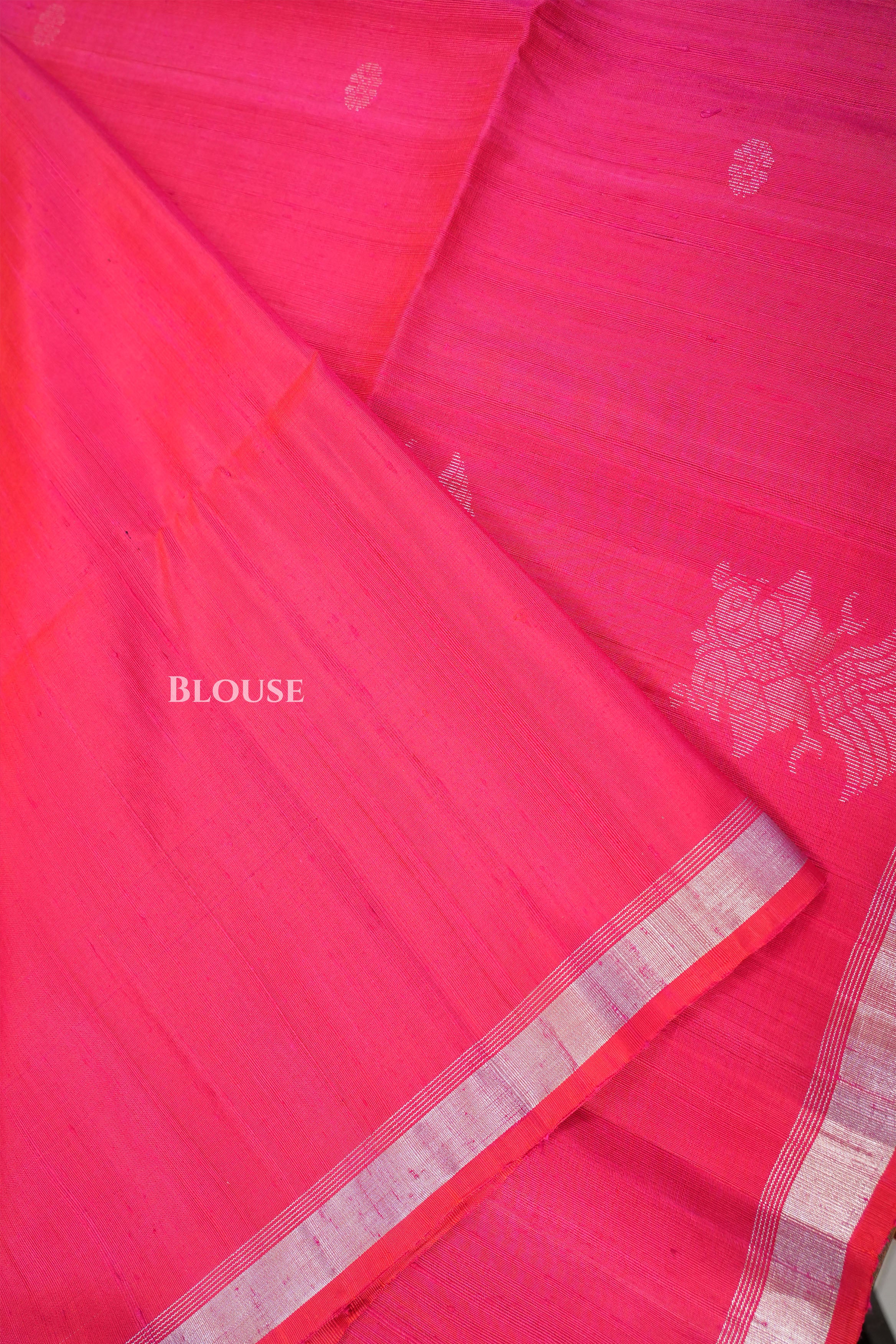 Rani Pink Pure Kanchivaram Raw Silk Saree