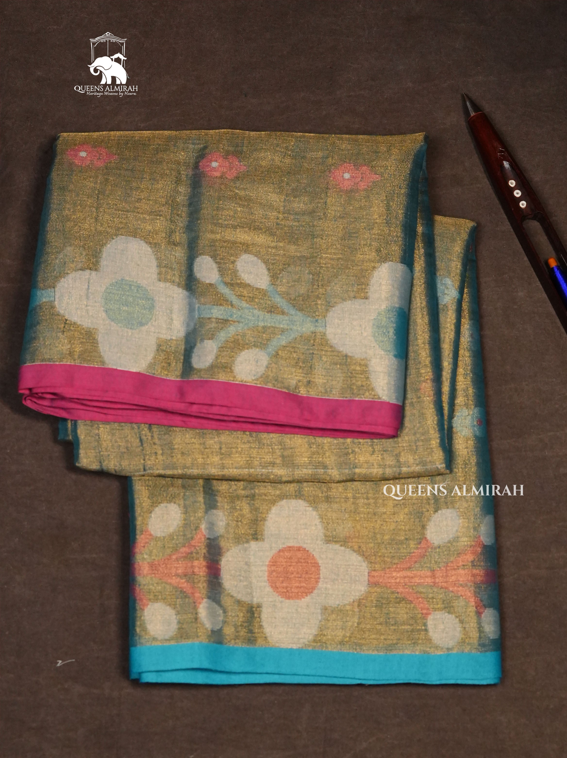 Green Linen Tissue Saree