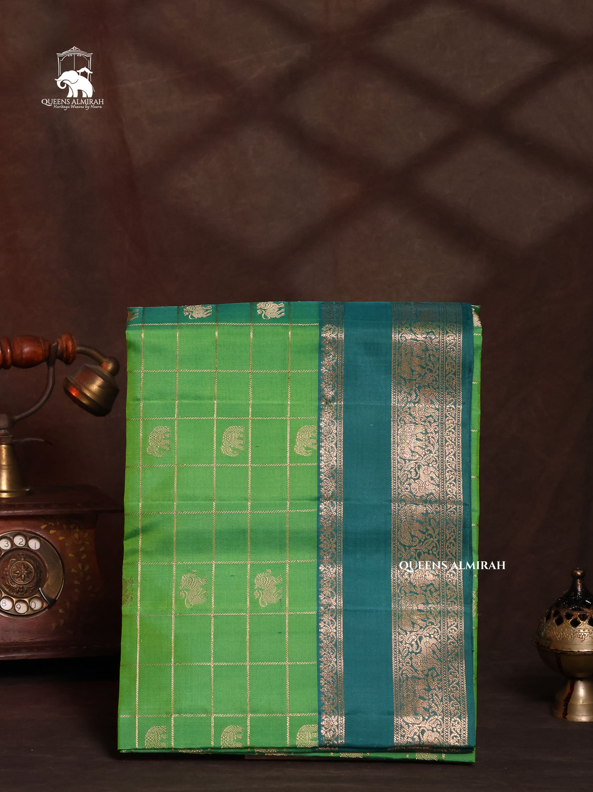 Green With Blue Pure Soft Silk Saree