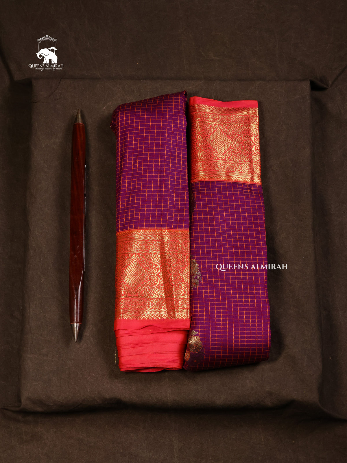 Purple With Red Semi Gadwal Silk Saree