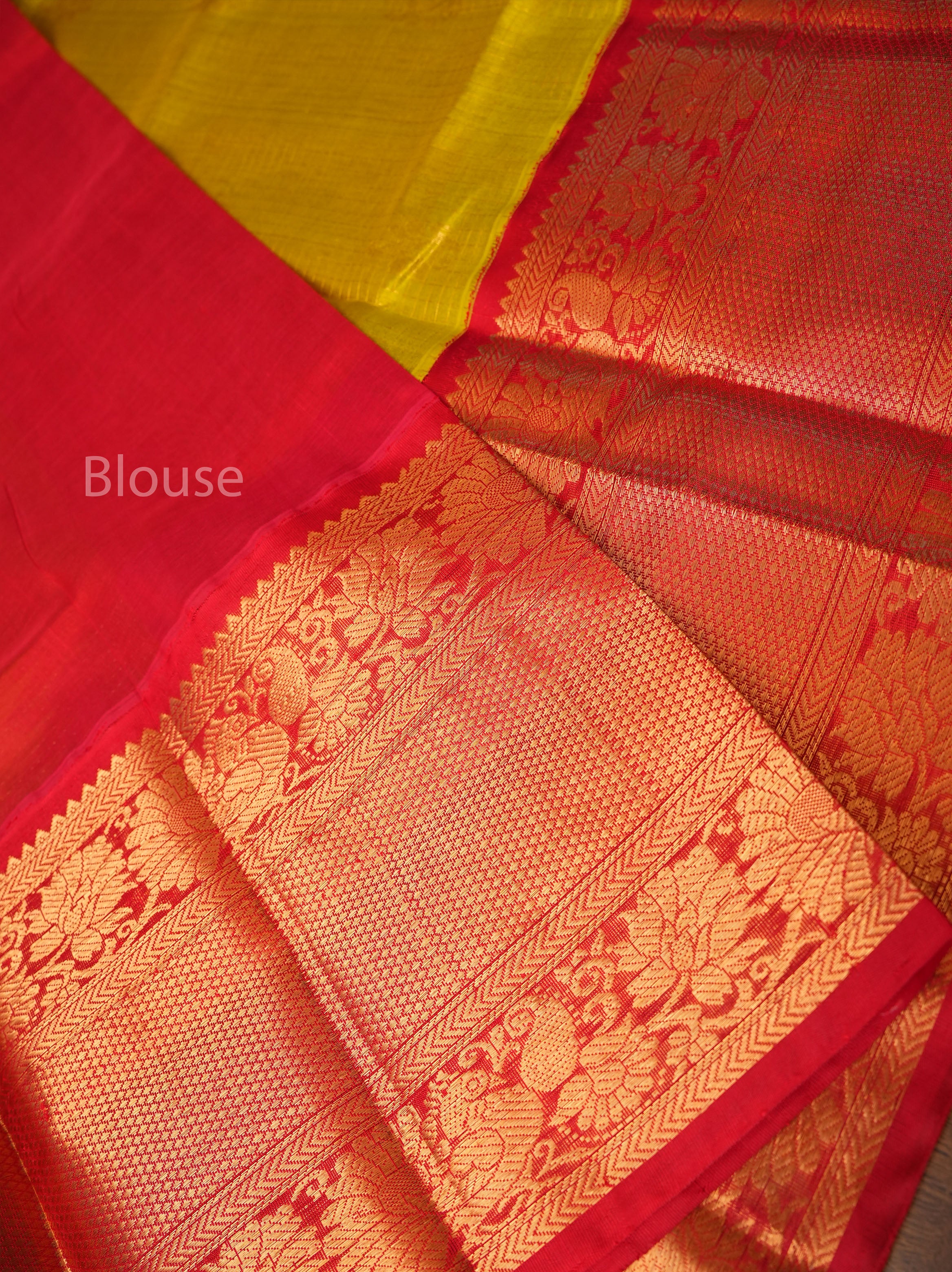 Yellow With Red Pure Silk Cotton Saree