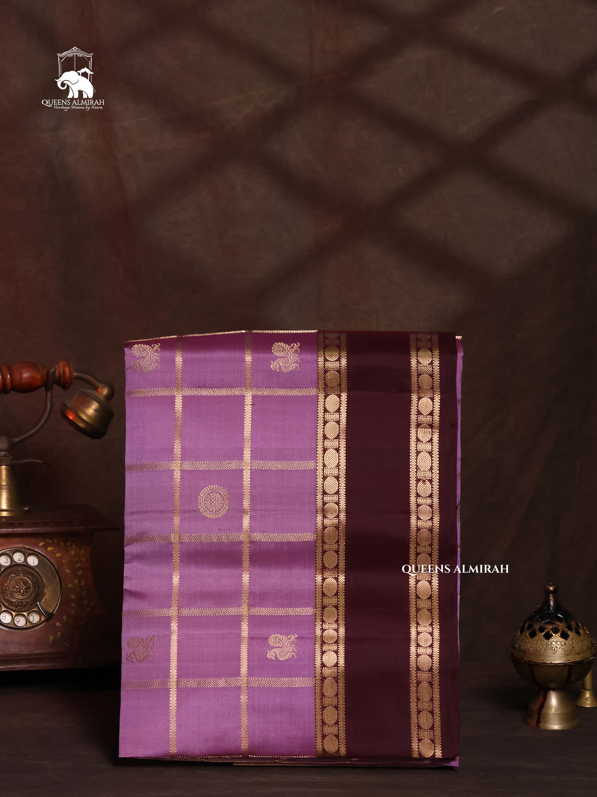 Onion Pink With Brown  Pure Soft Silk Saree