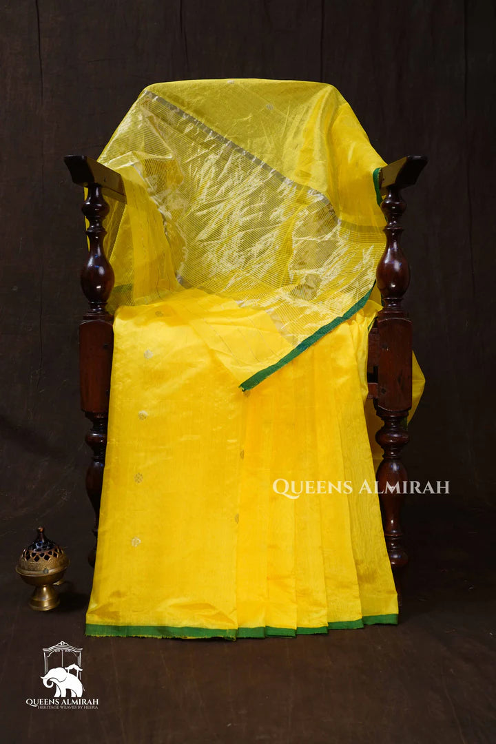 Yellow Gajamukhi Katan Chanderi Silk Saree