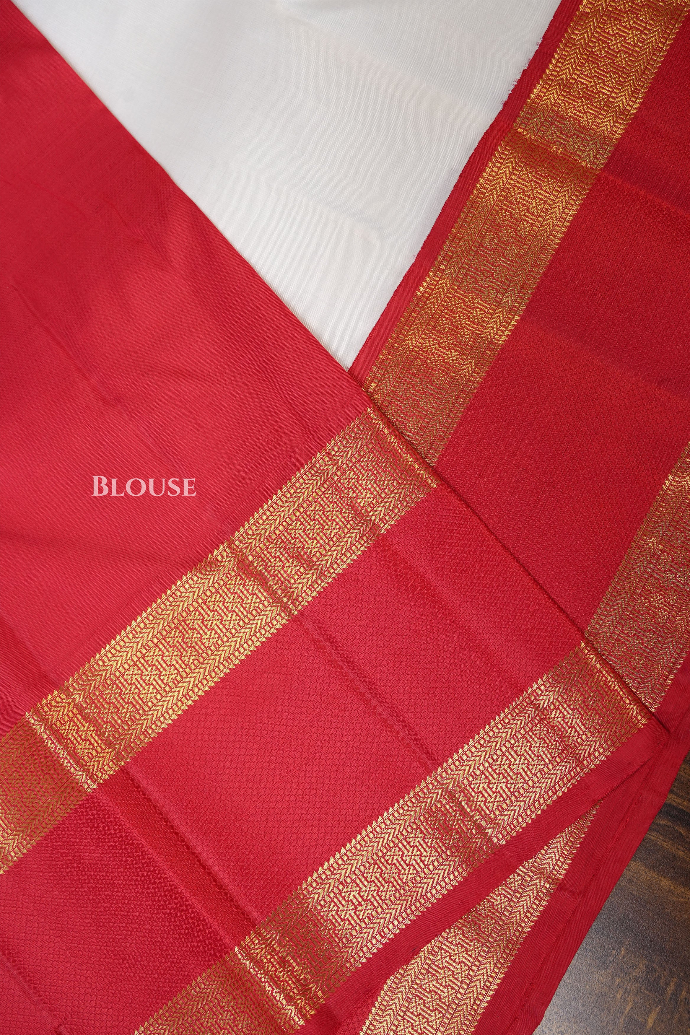 White With Red Pure Kanchivaram Silk Saree