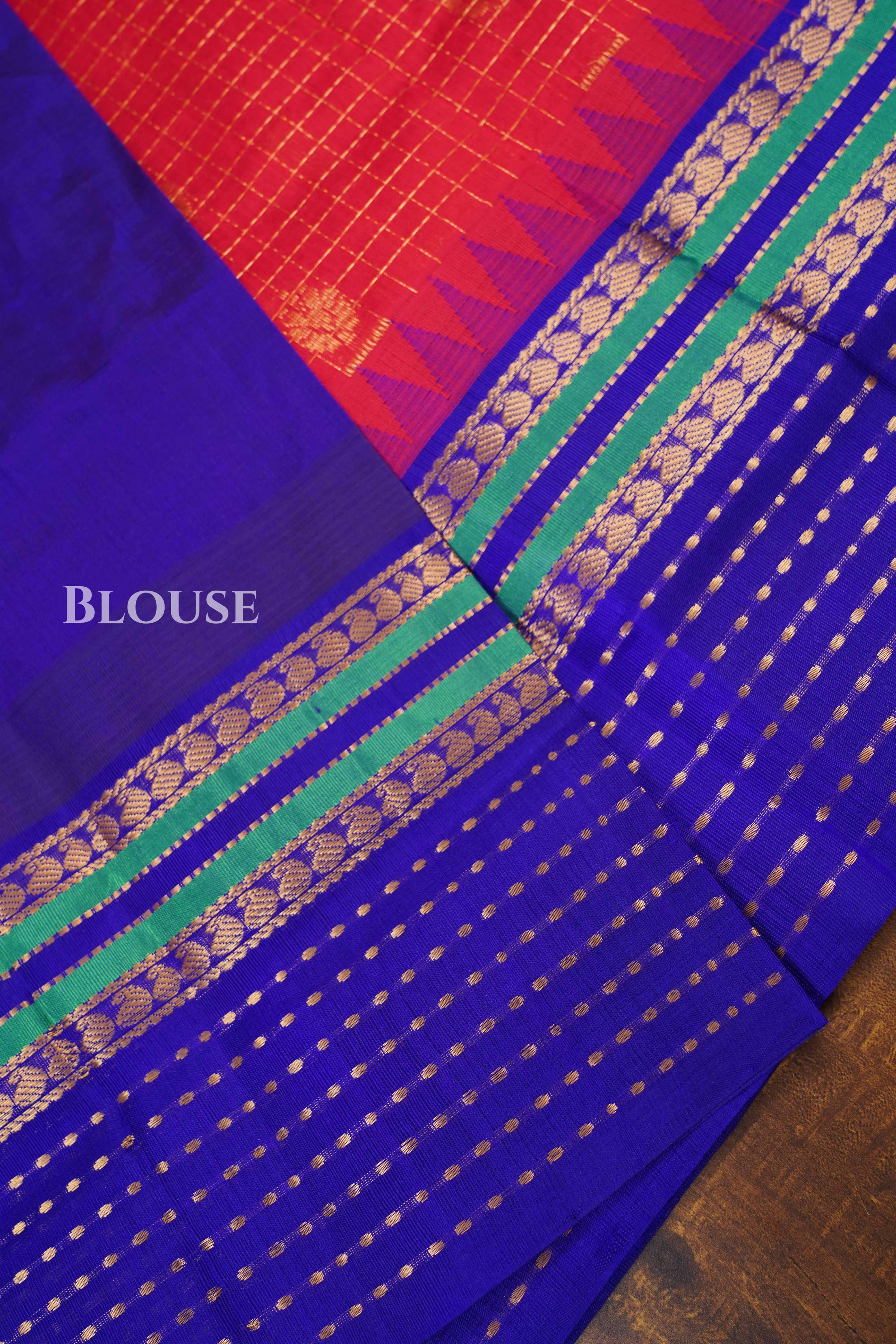 Red With Purple Pure Silk Cotton Saree