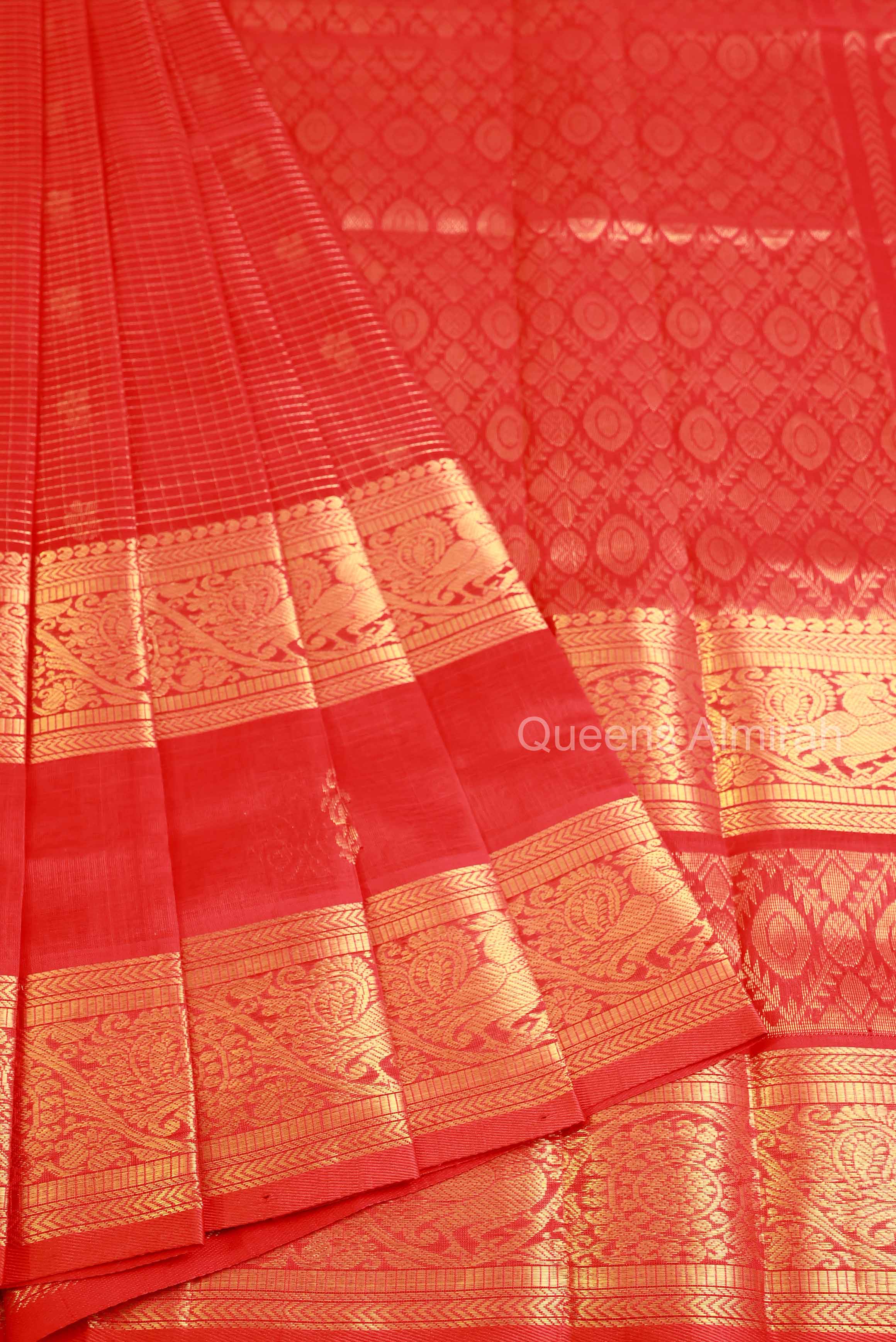Red Pure Silk Cotton Saree