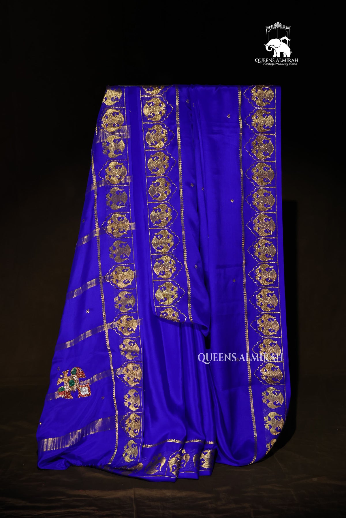 Royal Blue Designer Pure Mysore Silk Saree