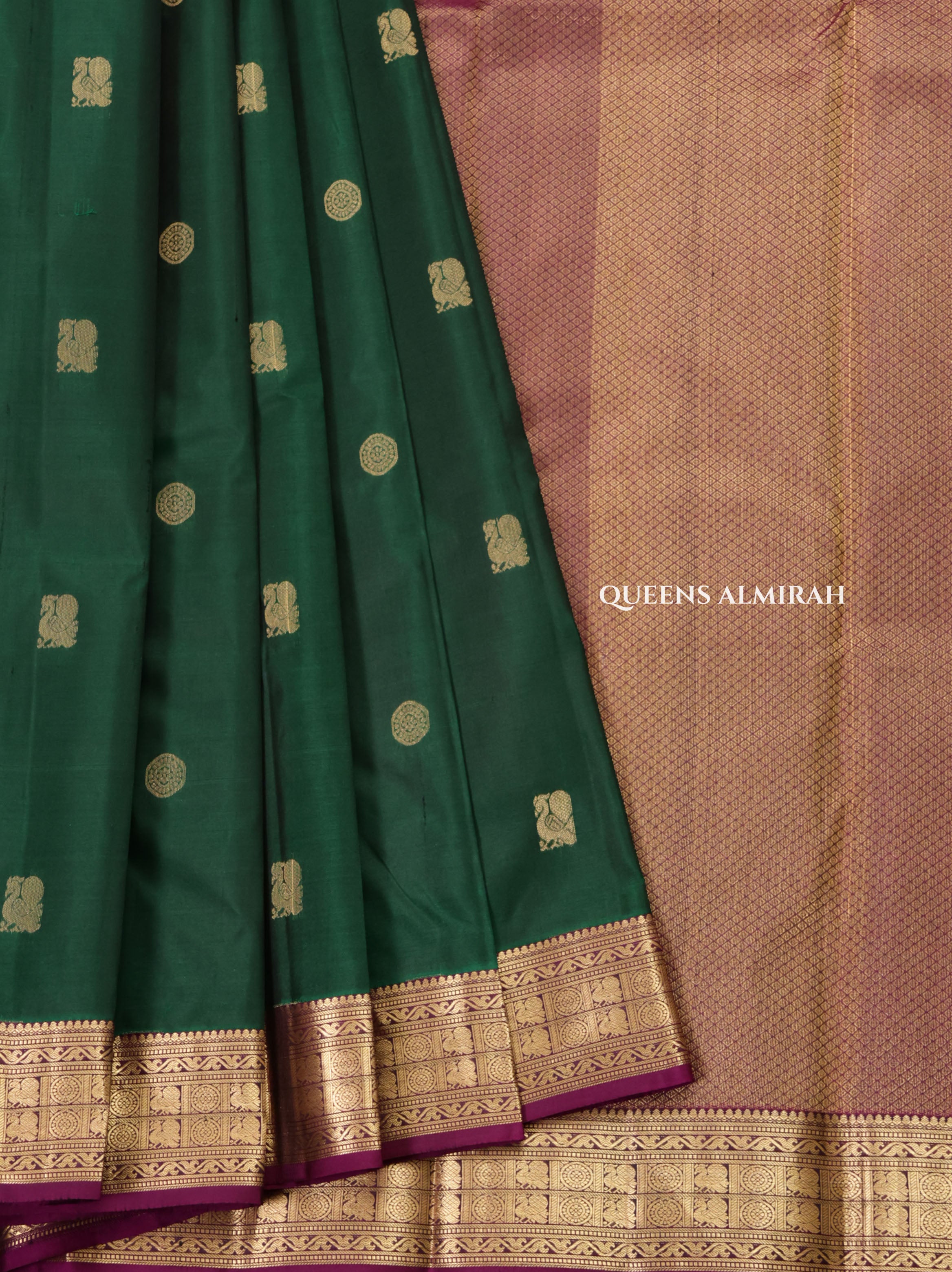 Meenakshi Green With Purple Pure Kanchivaram Silk Saree