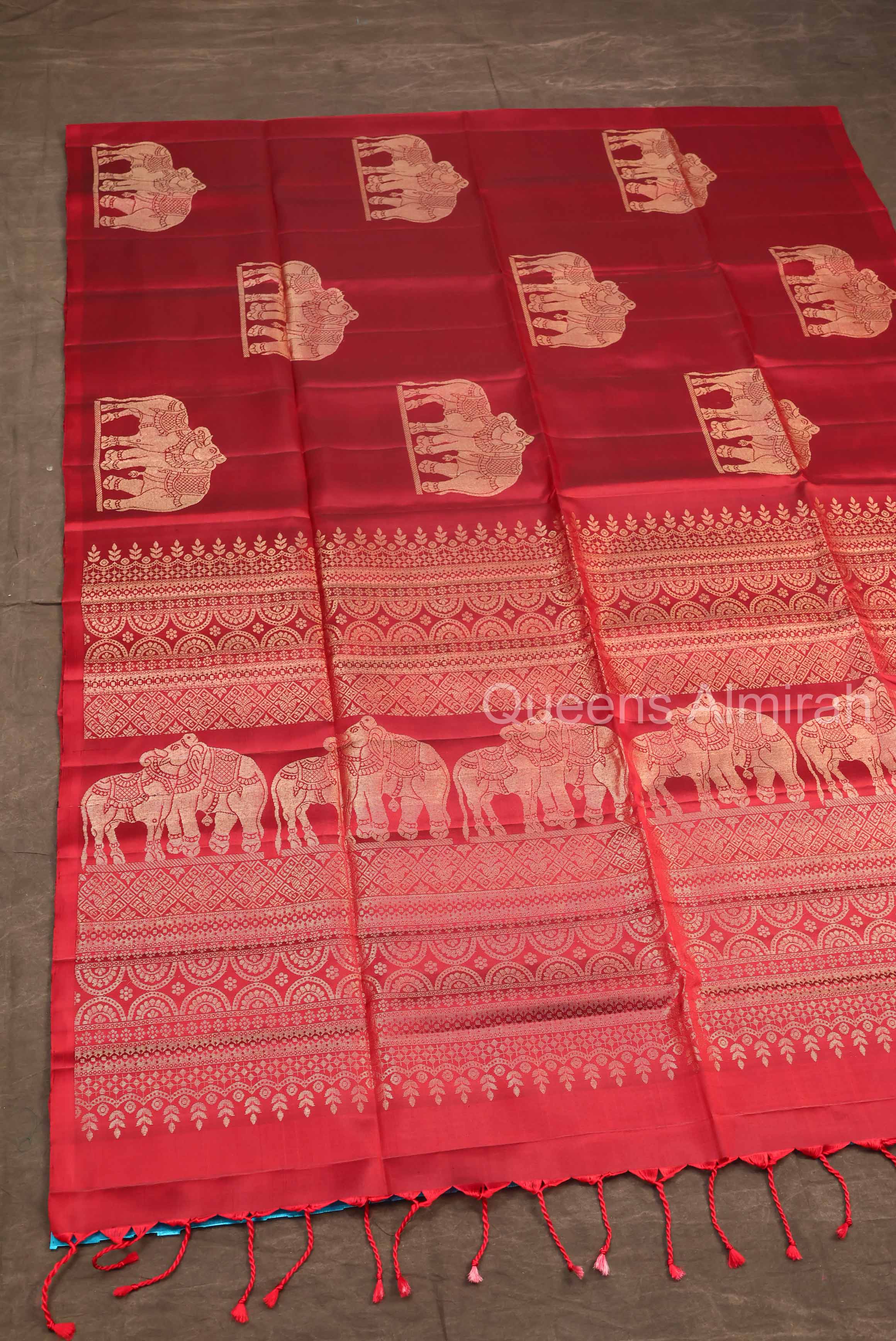 Maroon Pure Soft Silk Saree