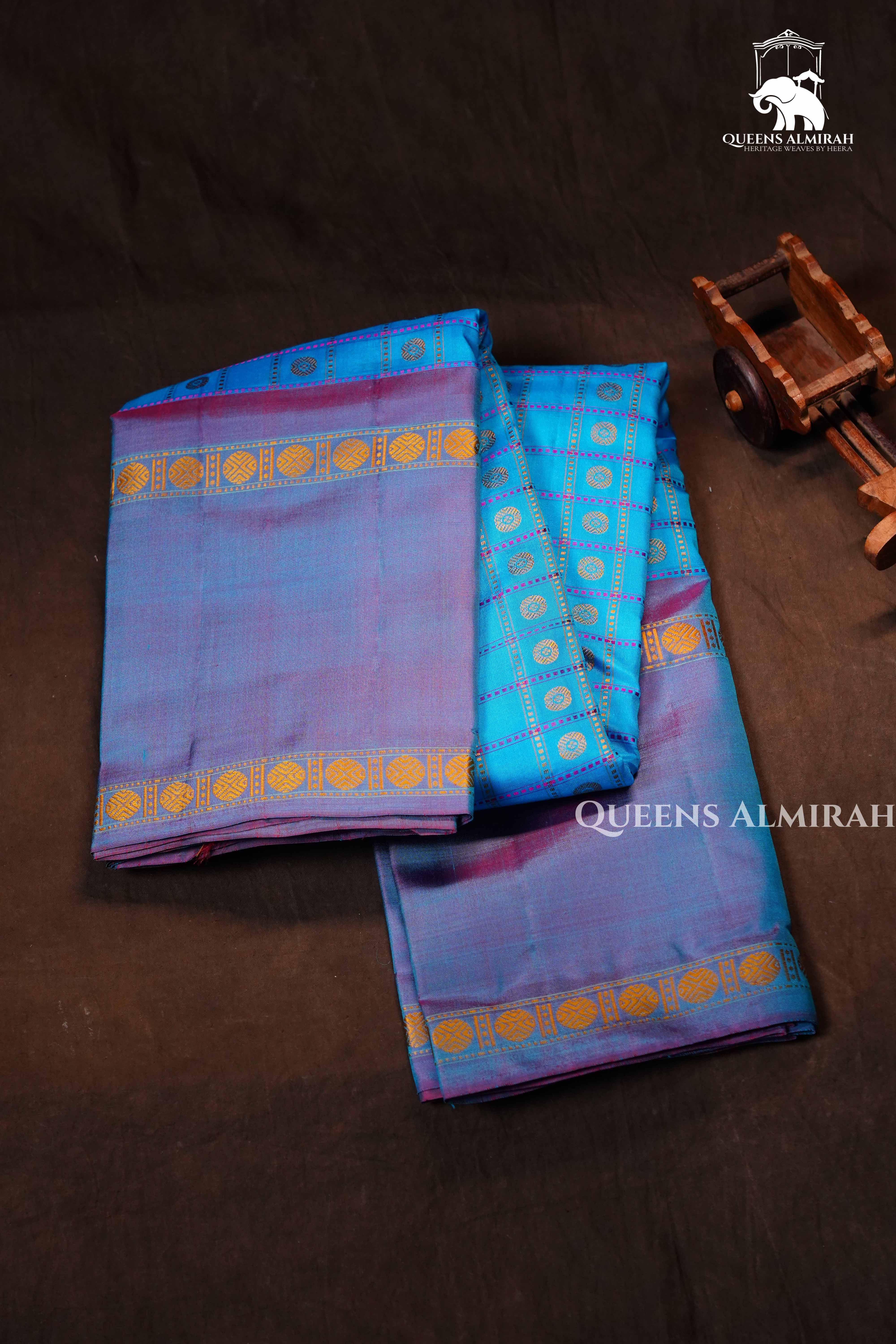 Sea Blue Pure Kanchivaram Silk Saree