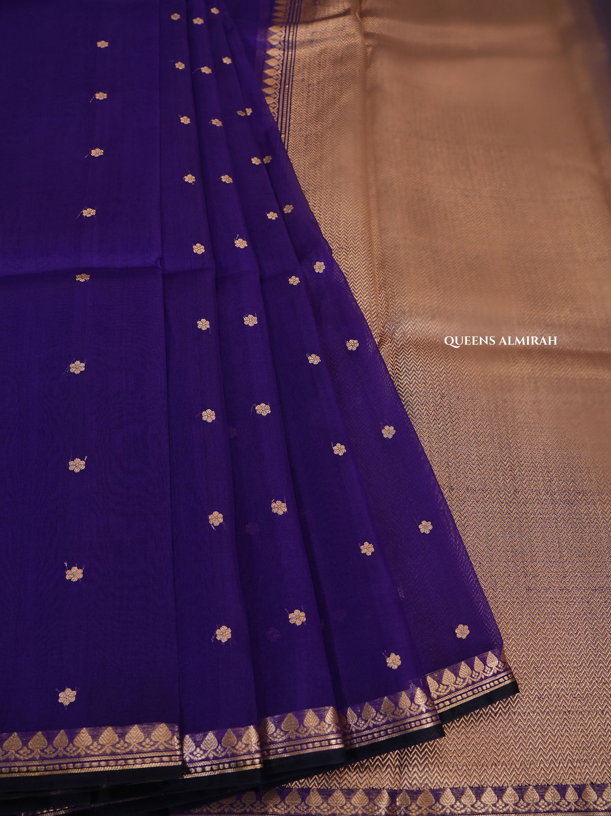 Navy Blue Banarasi Kora Organza Silk saree