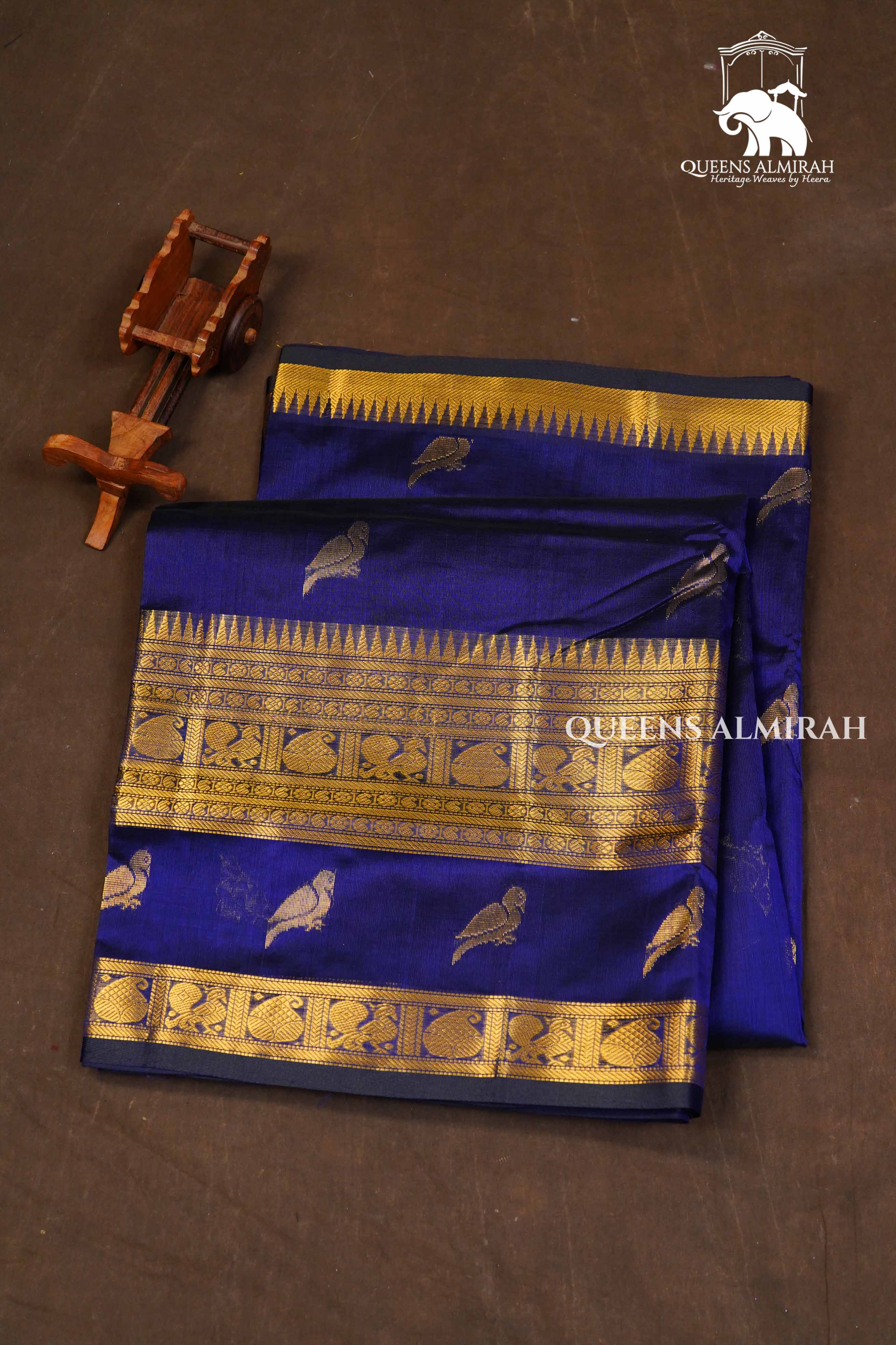 Navy Blue With Kizhi Butta Pure Silk Cotton Saree